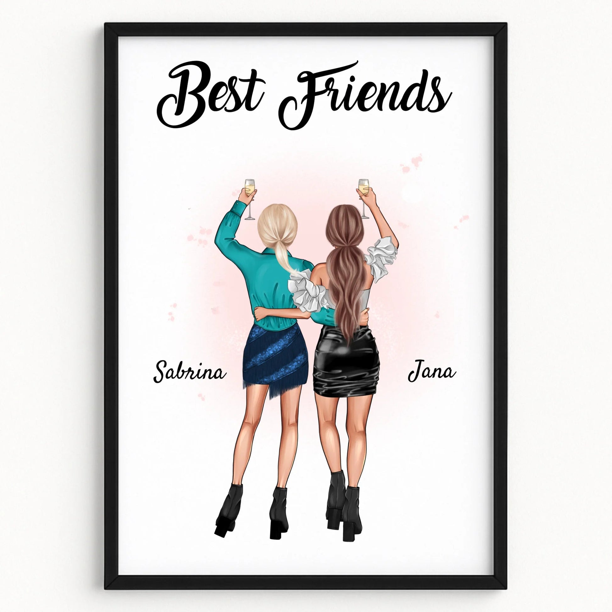Beste Freunde Frauen Geschenk Poster personalisiert - Prinolla