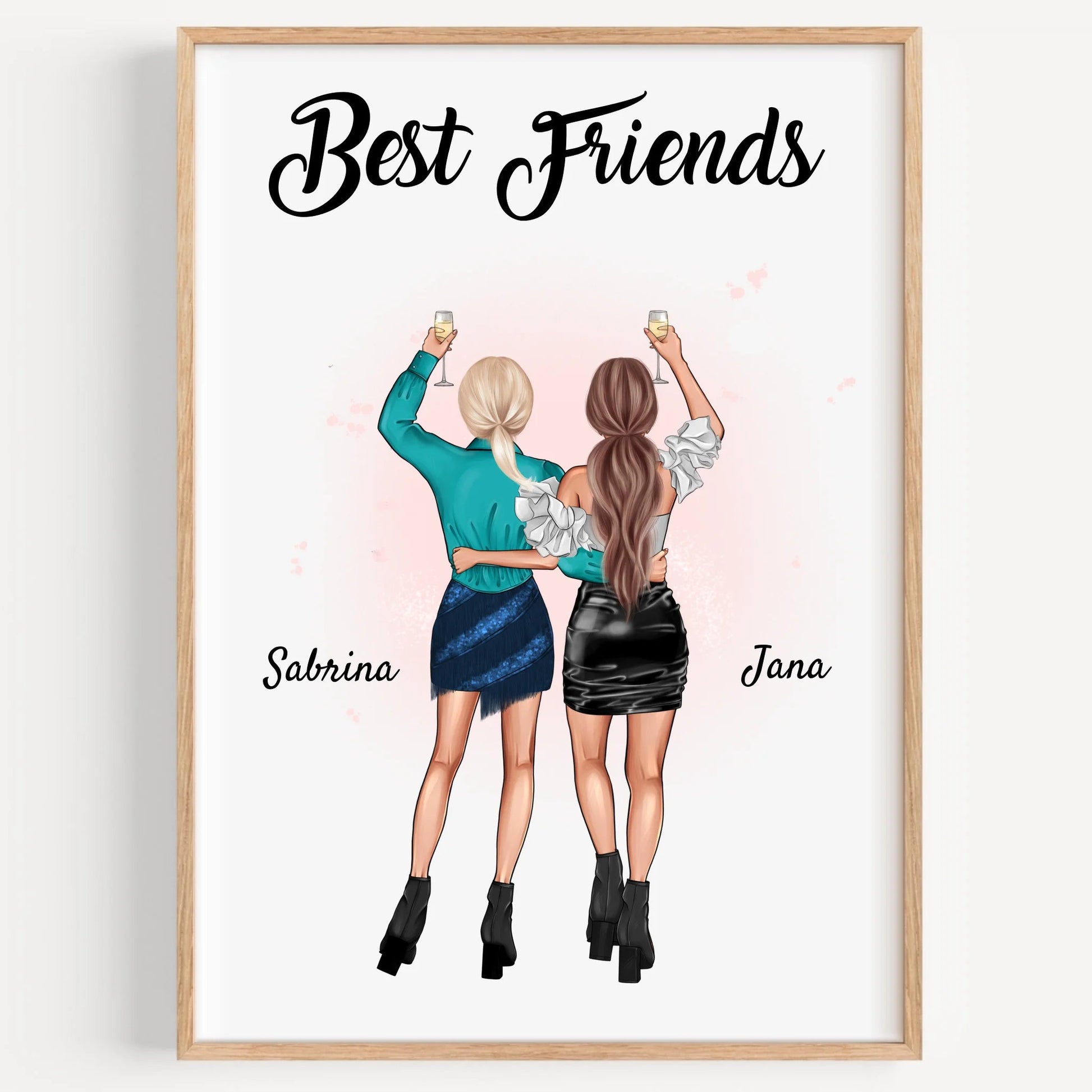 Beste Freunde Frauen Geschenk Poster personalisiert - Prinolla
