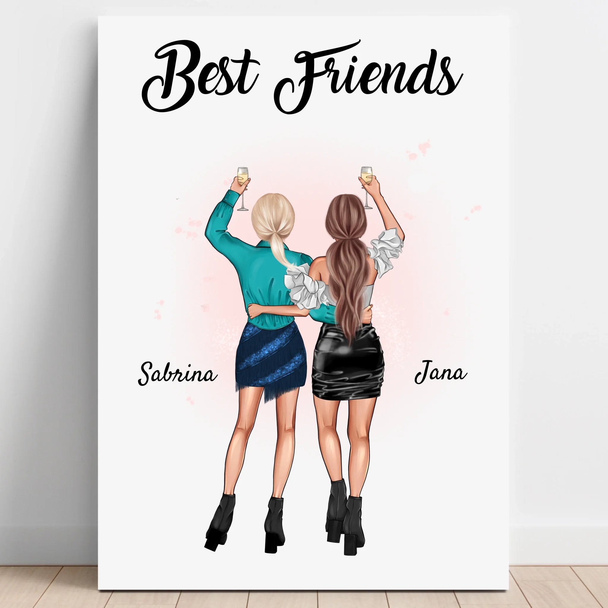 Beste Freunde Frauen Geschenk Poster personalisiert - Prinolla
