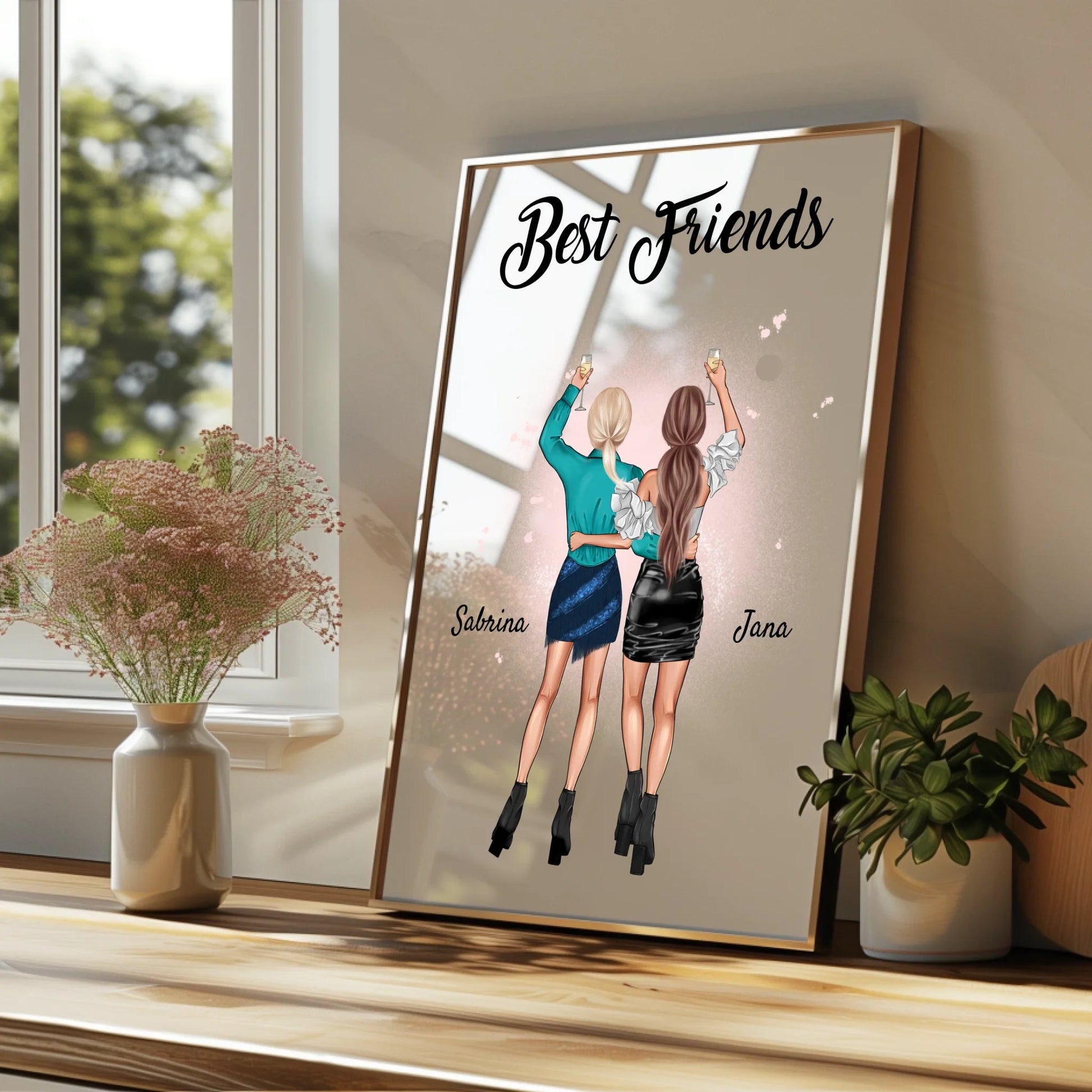 Beste Freunde Frauen Geschenk Poster personalisiert - Prinolla