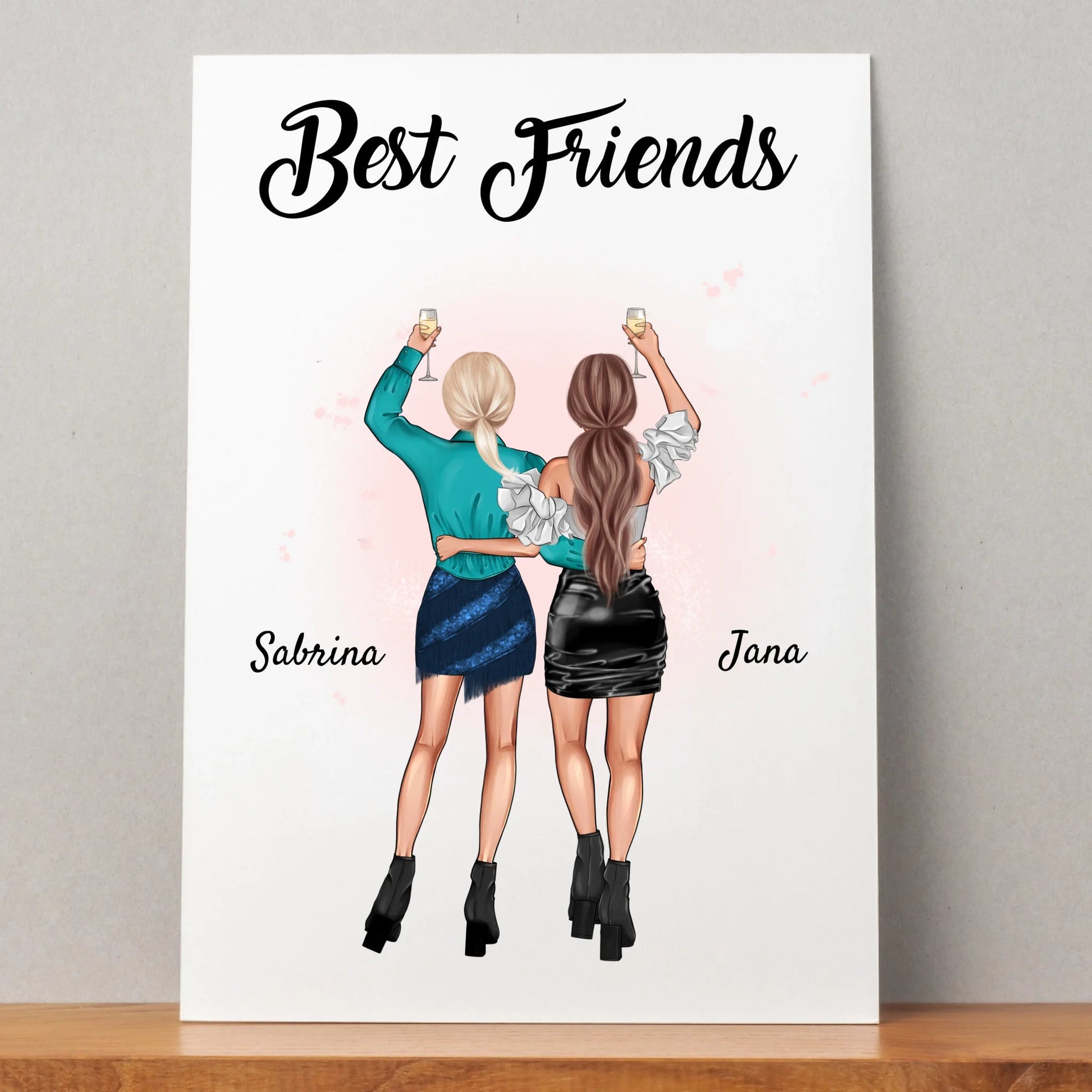 Beste Freunde Frauen Geschenk Poster personalisiert - Prinolla