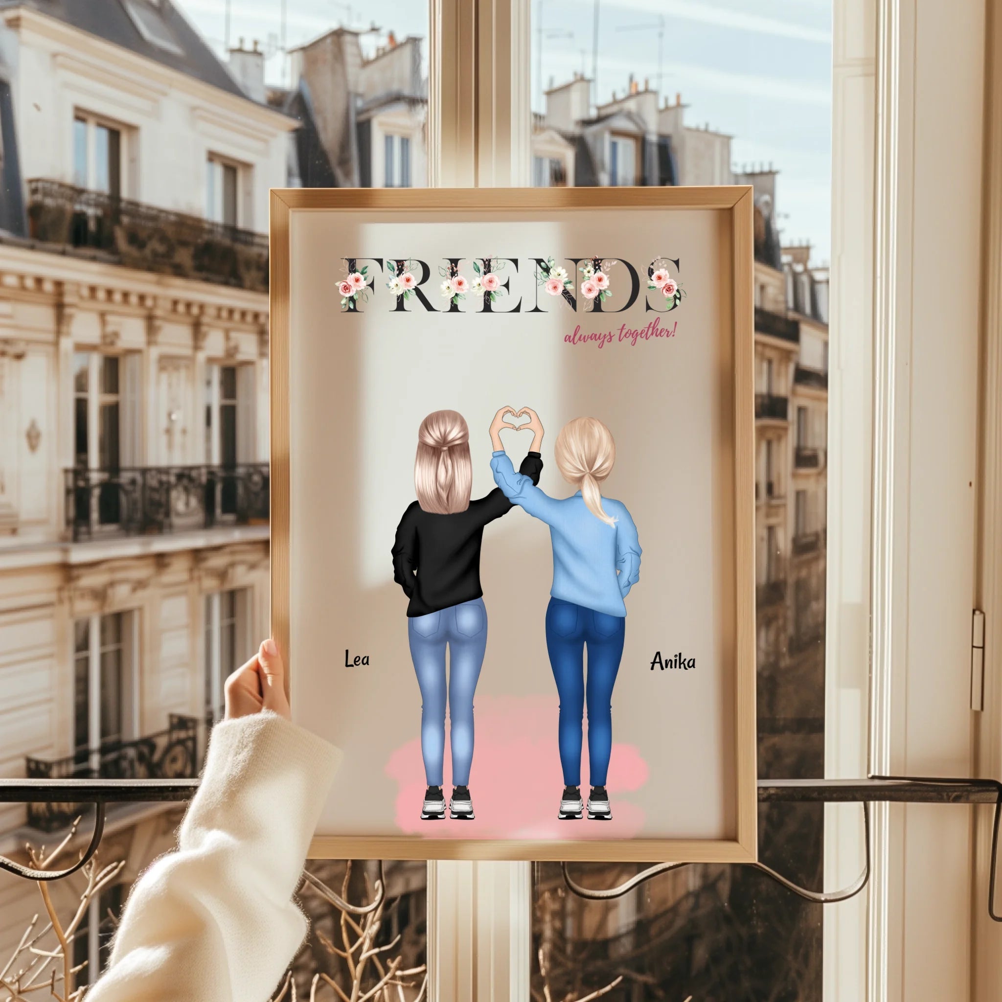 Beste Freunde Mädchen Freundschaftsbild Geschenk personalisiert - Prinolla