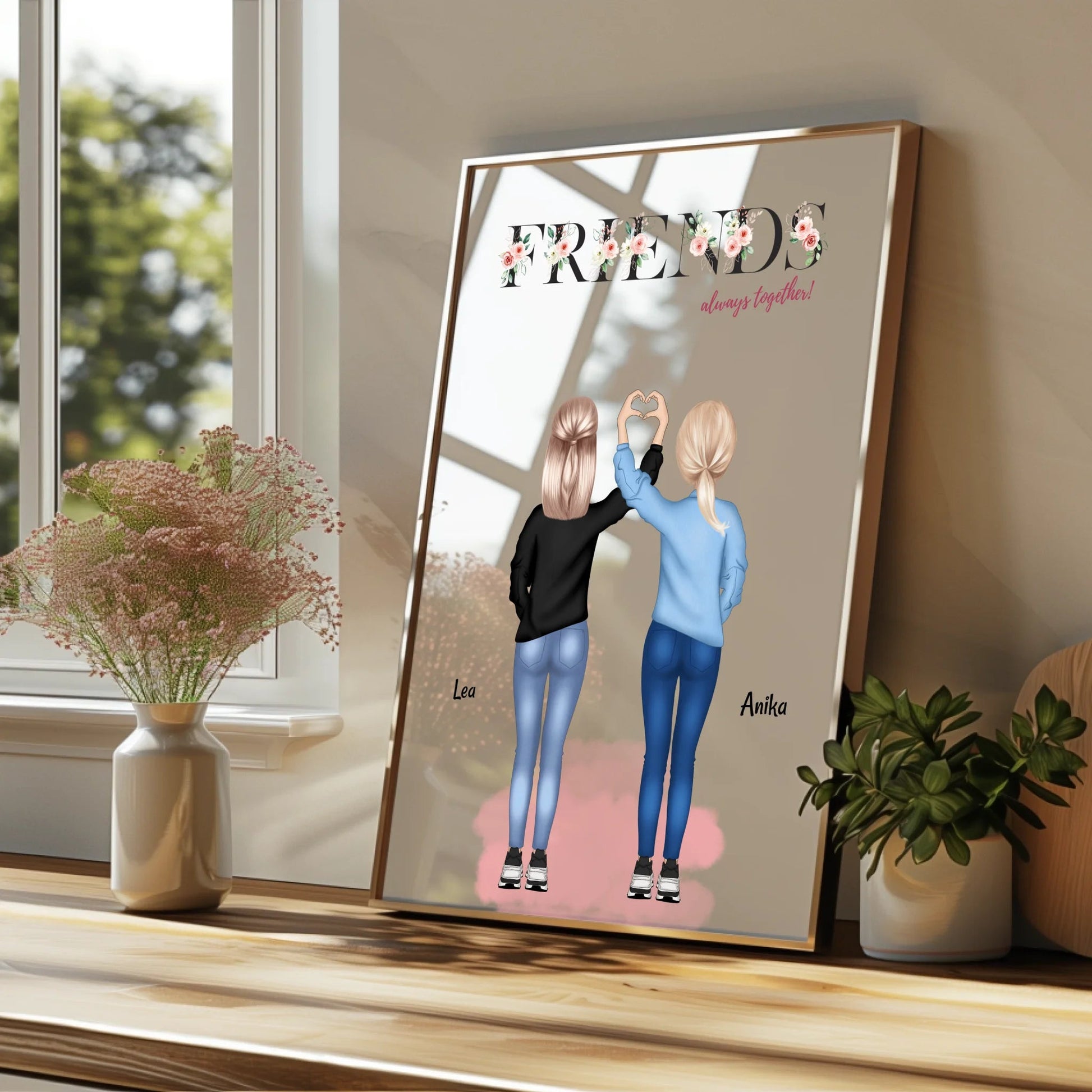 Beste Freunde Mädchen Freundschaftsbild Geschenk personalisiert - Prinolla