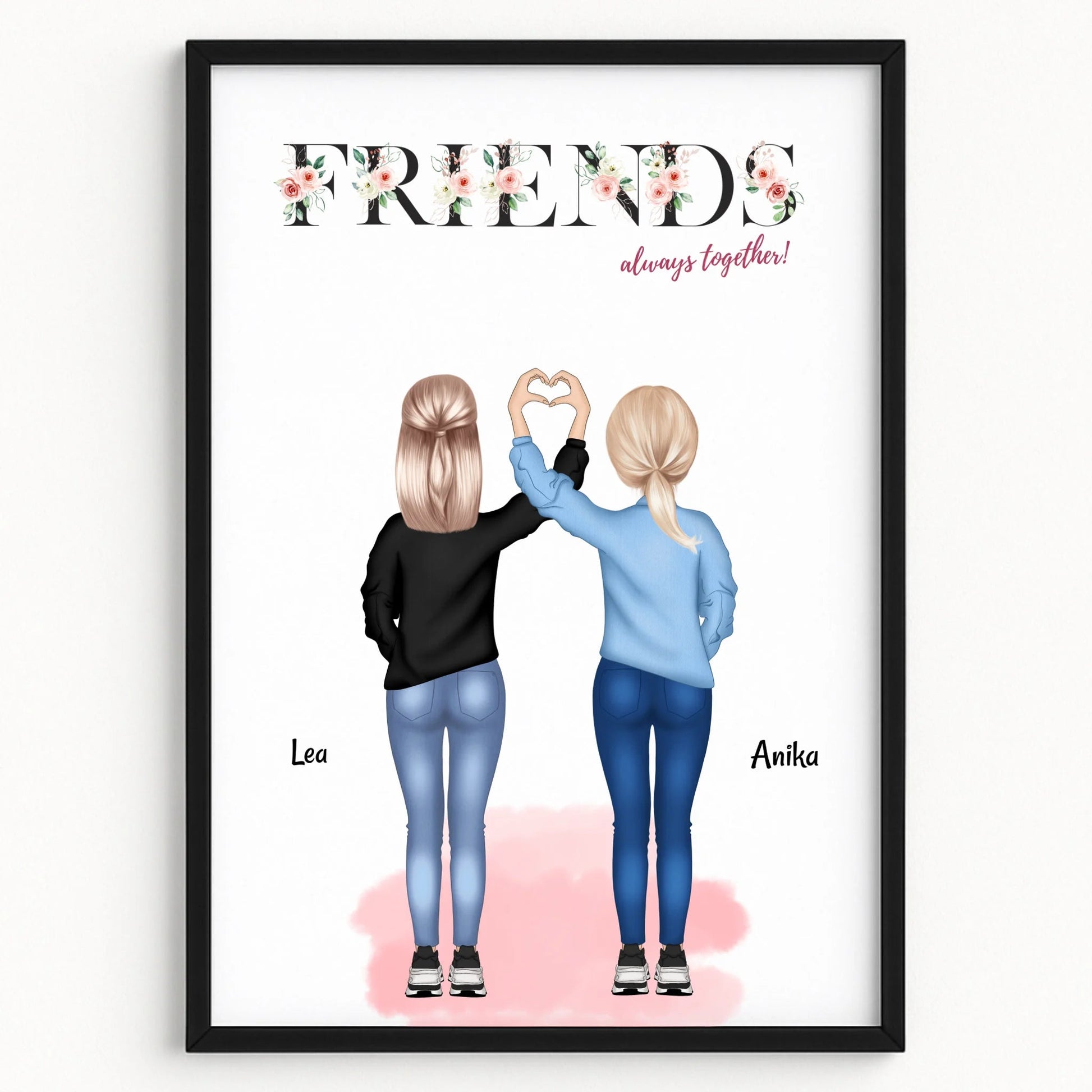Beste Freunde Mädchen Freundschaftsbild Geschenk personalisiert - Prinolla