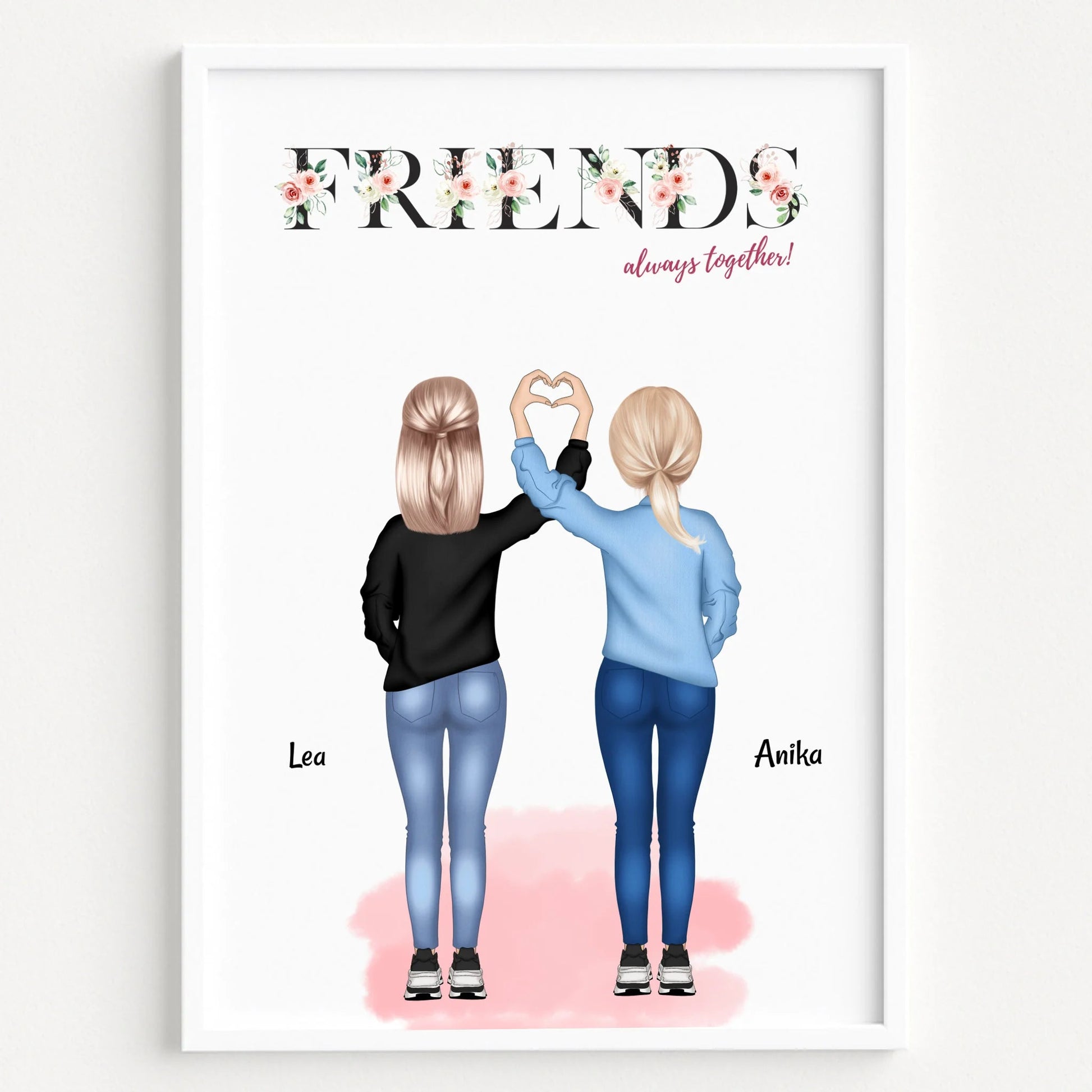 Beste Freunde Mädchen Freundschaftsbild Geschenk personalisiert - Prinolla