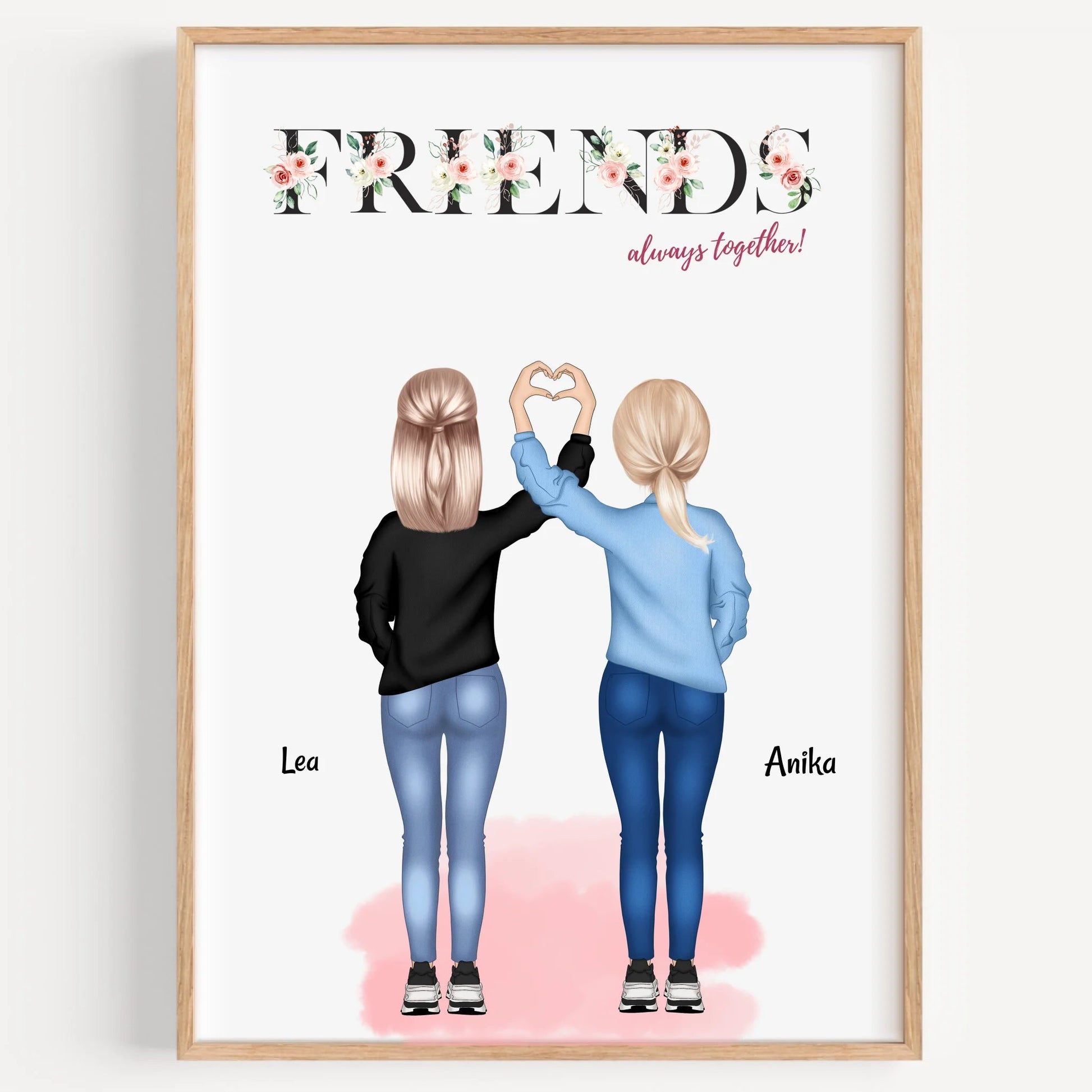 Beste Freunde Mädchen Freundschaftsbild Geschenk personalisiert - Prinolla