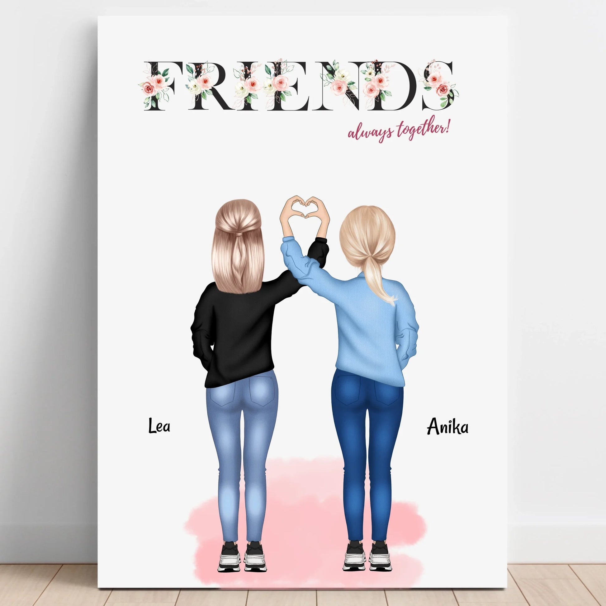 Beste Freunde Mädchen Freundschaftsbild Geschenk personalisiert - Prinolla