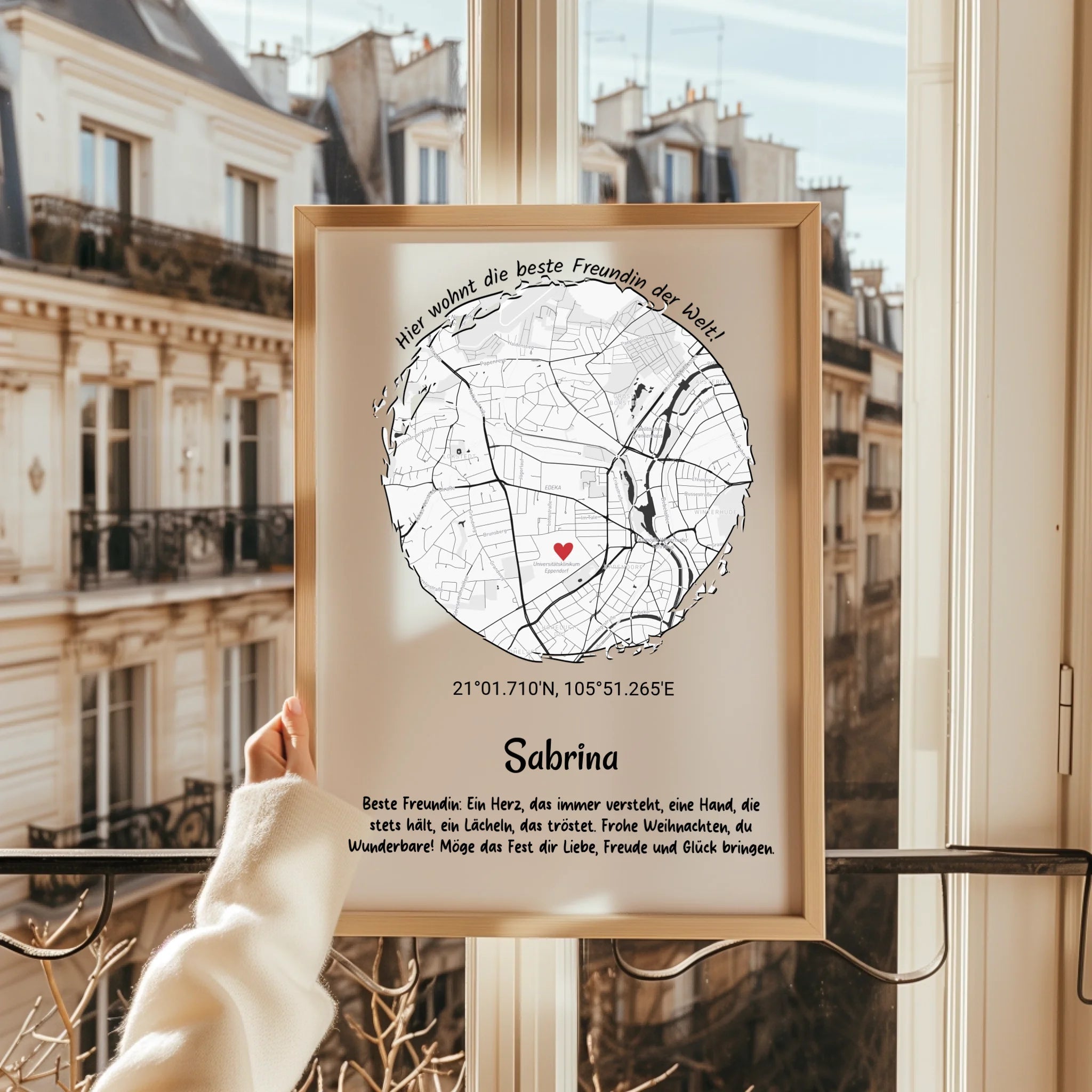 Beste Freundin Geschenk Koordinatenposter Stadtkarte - Prinolla