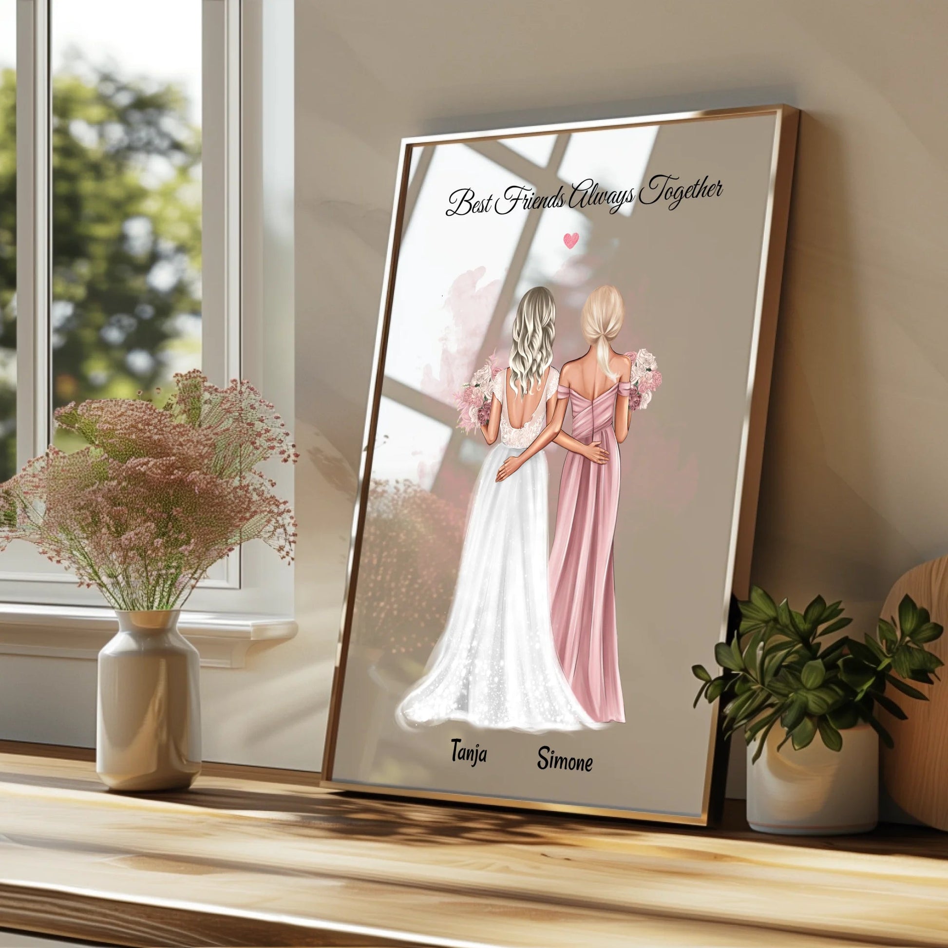 Beste Freundin Hochzeitsgeschenk Bild personalisiert - Prinolla
