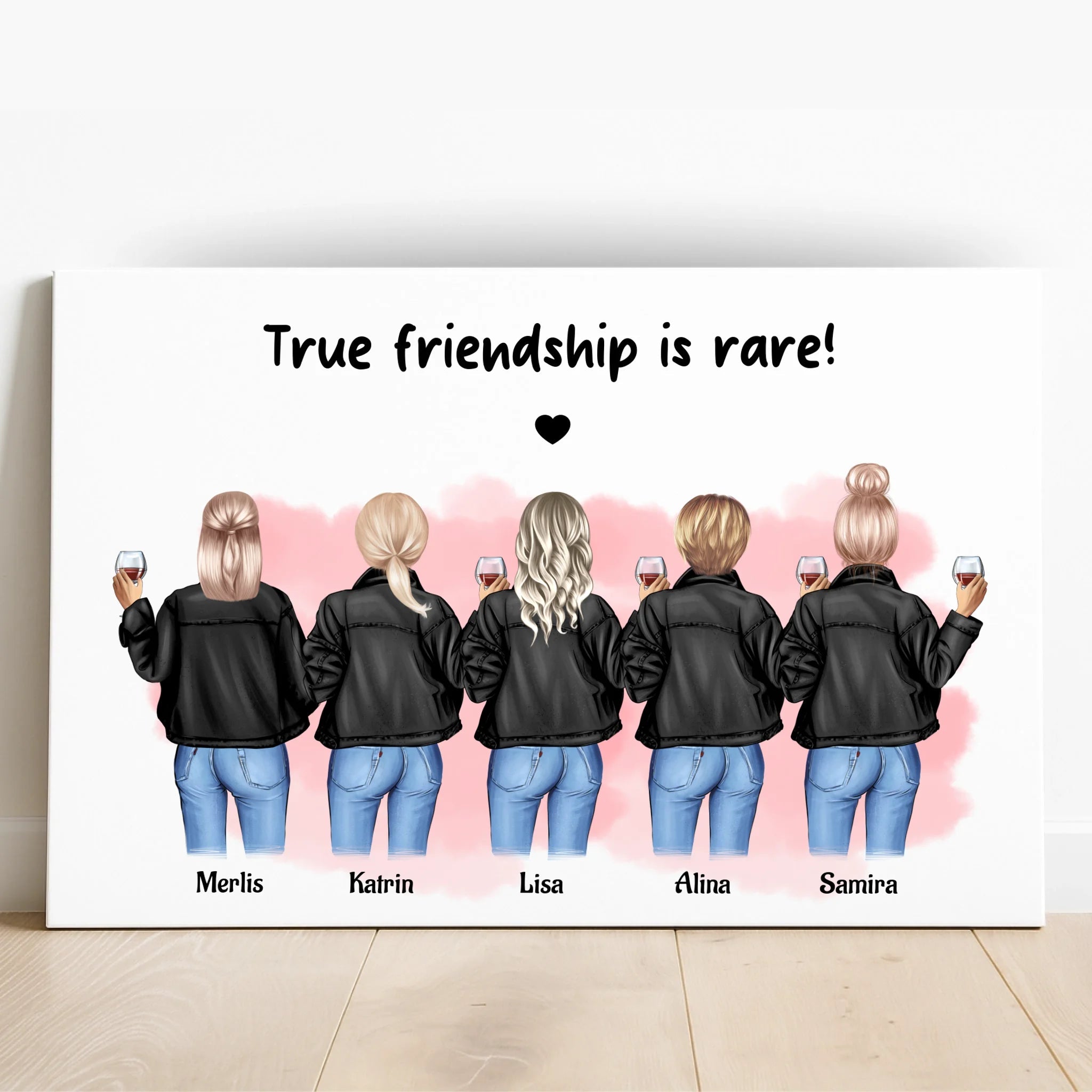 Beste Freundinnen 5 Personen Bild Geschenk personalisiert gestalten - Prinolla