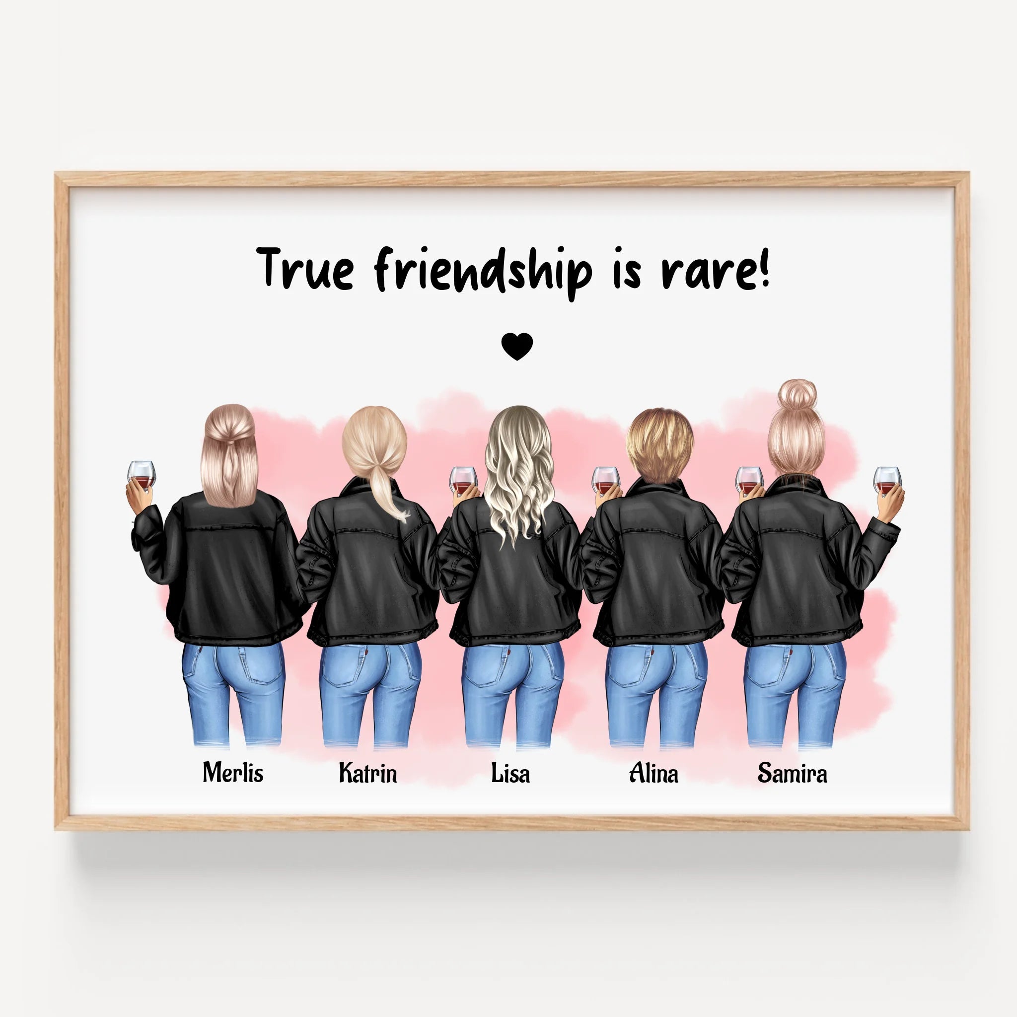 Beste Freundinnen 5 Personen Bild Geschenk personalisiert gestalten - Prinolla