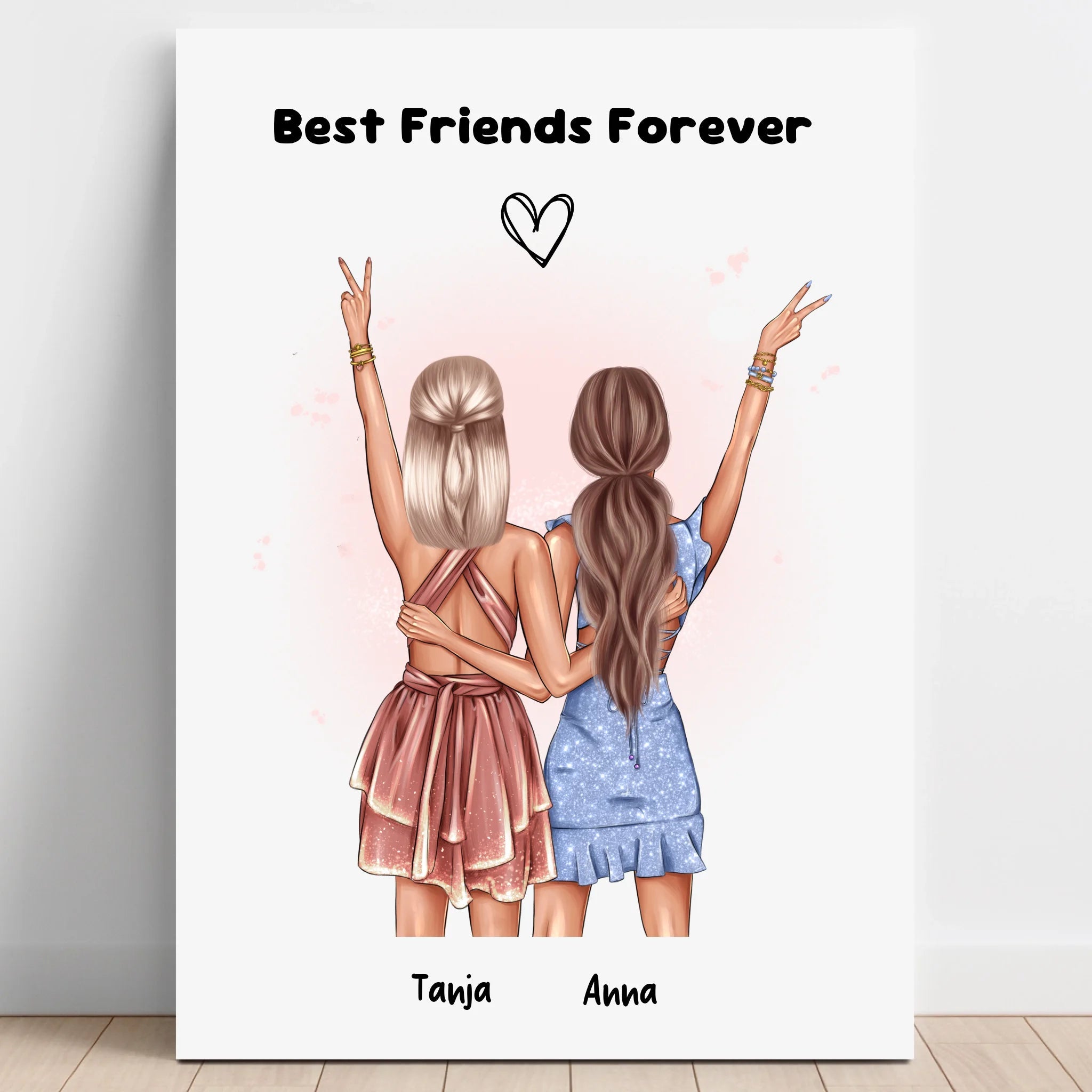 Beste Freundinnen Bild 2 Personen Geschenk personalisiert - Prinolla