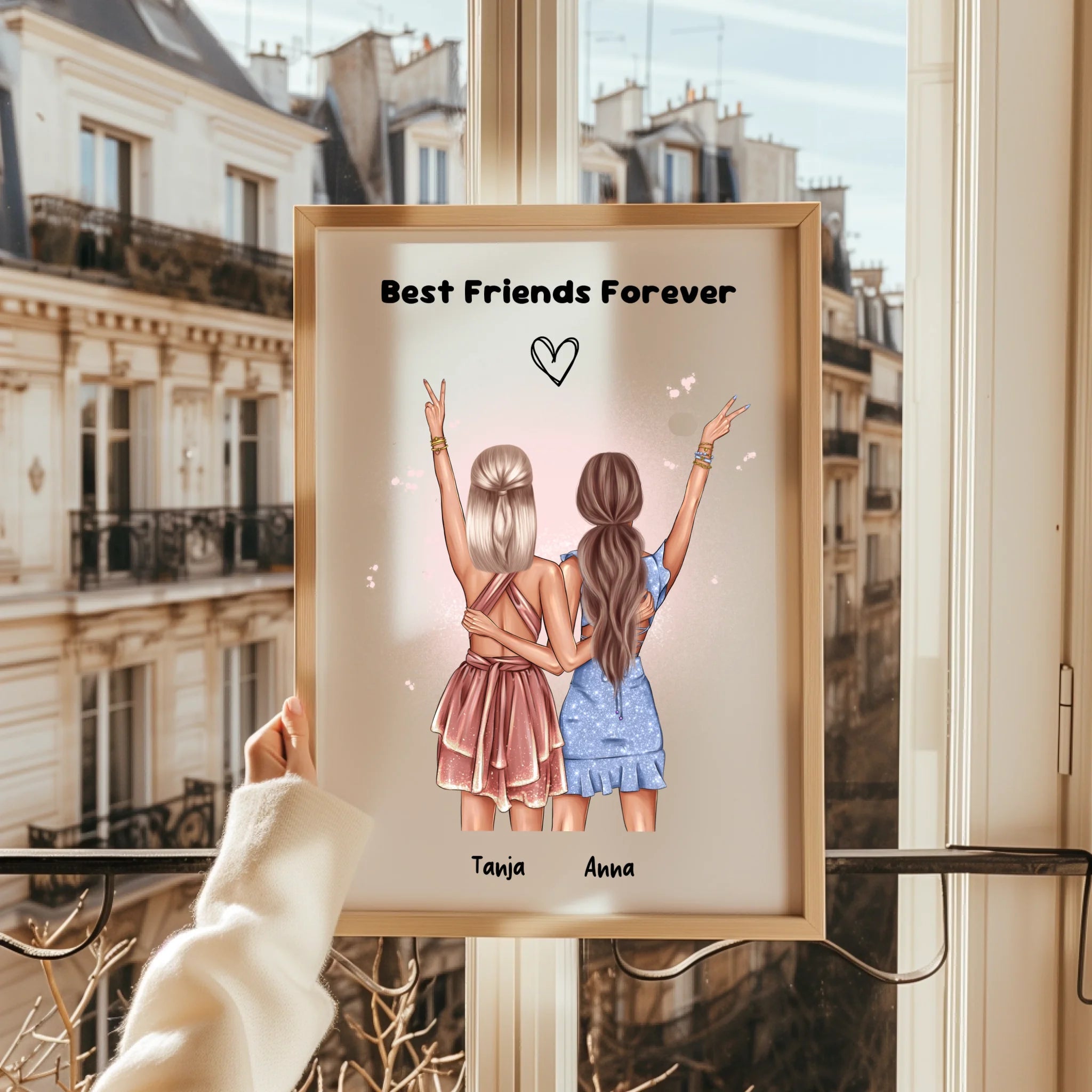 Beste Freundinnen Bild 2 Personen Geschenk personalisiert - Prinolla