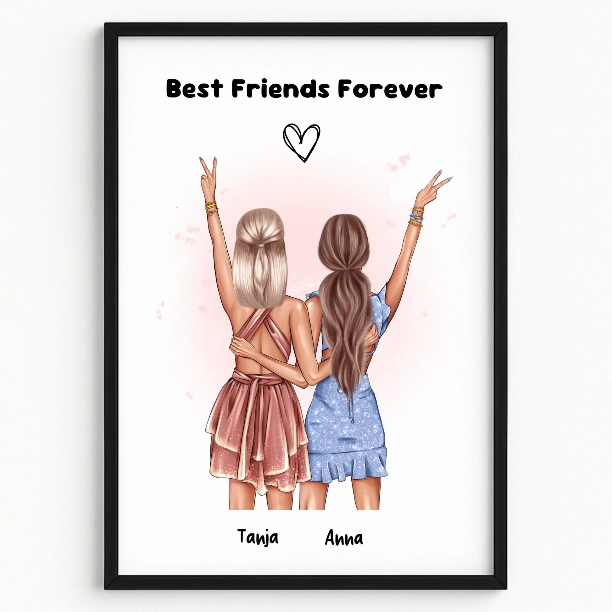 Beste Freundinnen Bild 2 Personen Geschenk personalisiert - Prinolla