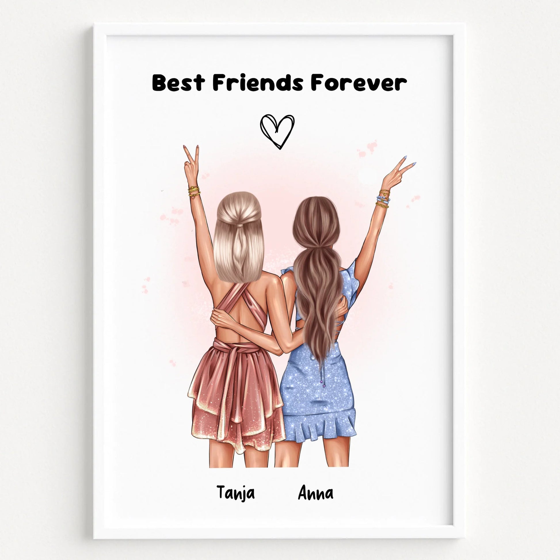 Beste Freundinnen Bild 2 Personen Geschenk personalisiert - Prinolla