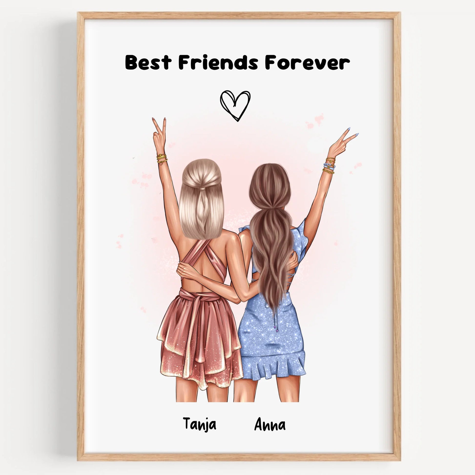 Beste Freundinnen Bild 2 Personen Geschenk personalisiert - Prinolla