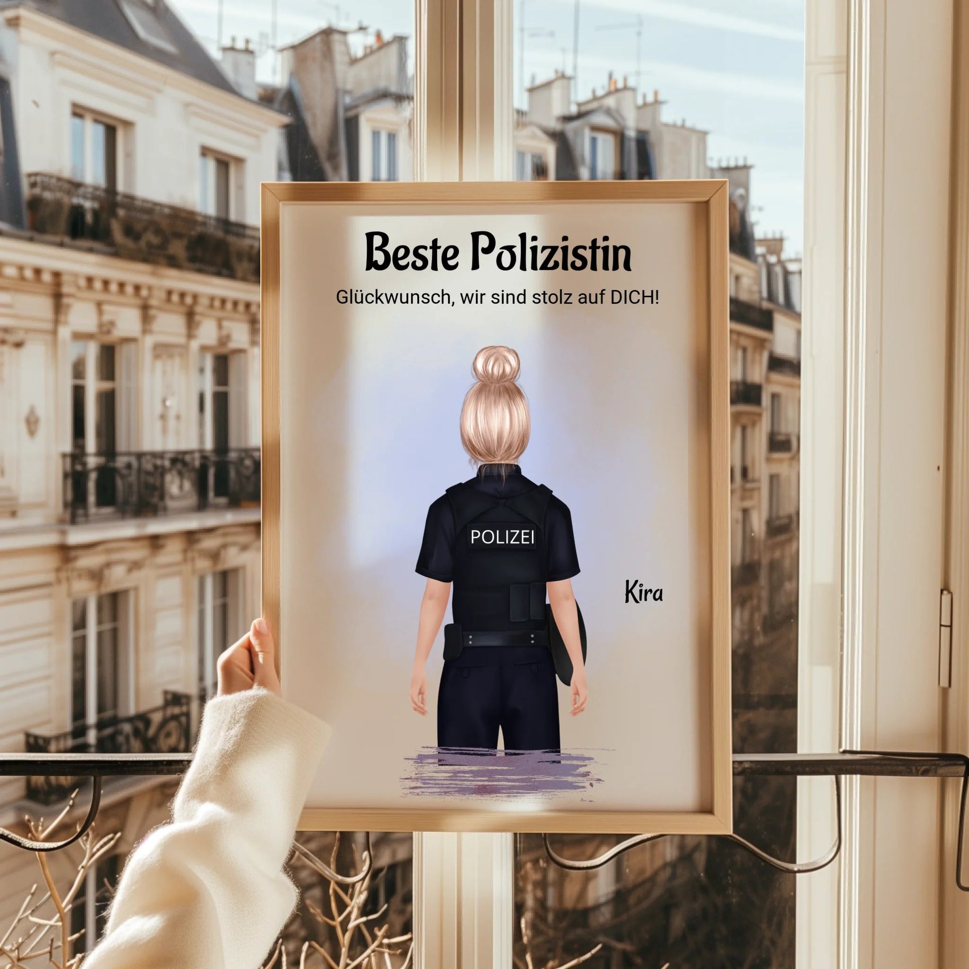 Beste Polizistin Geschenk Bild personalisiert - Prinolla