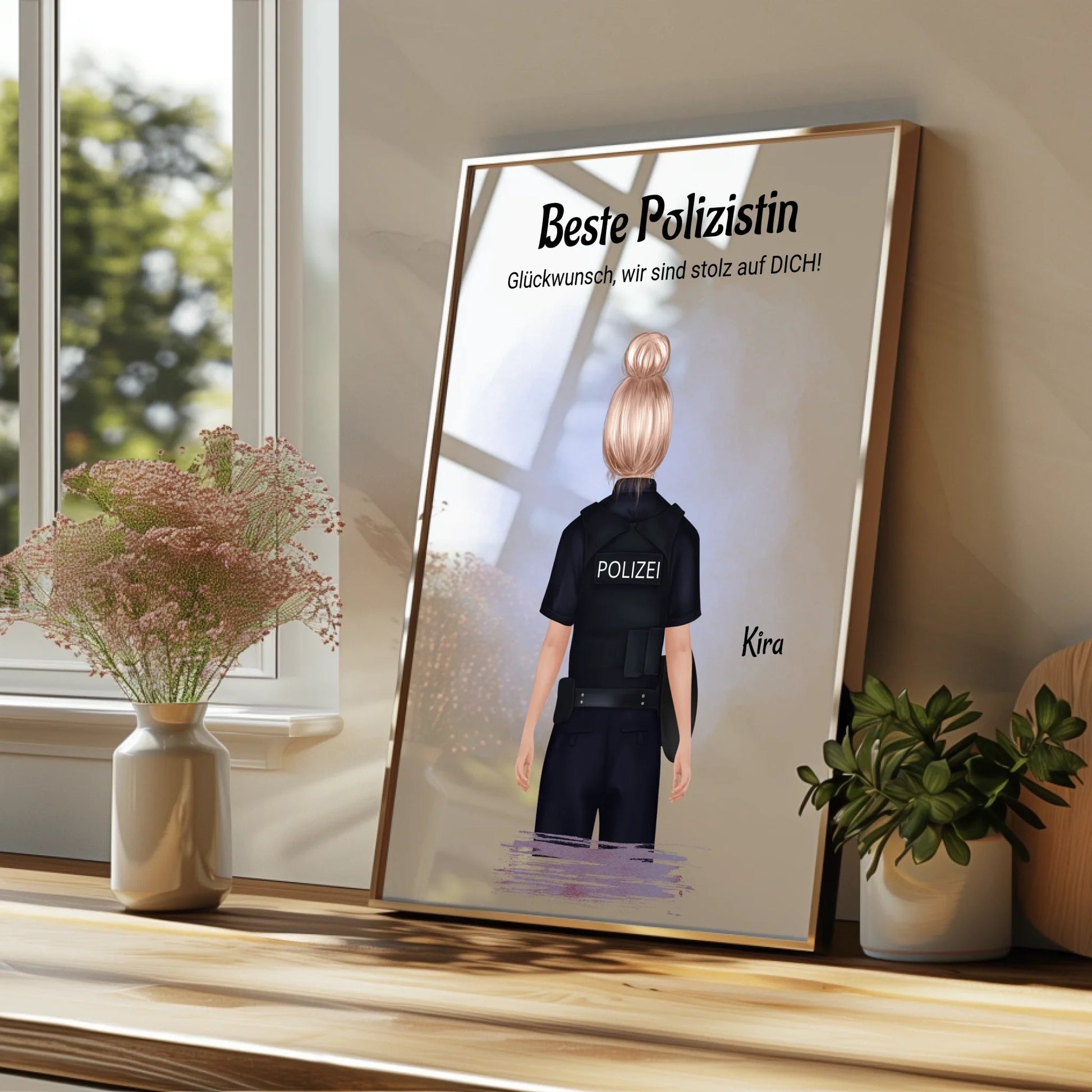 Beste Polizistin Geschenk Bild personalisiert - Prinolla