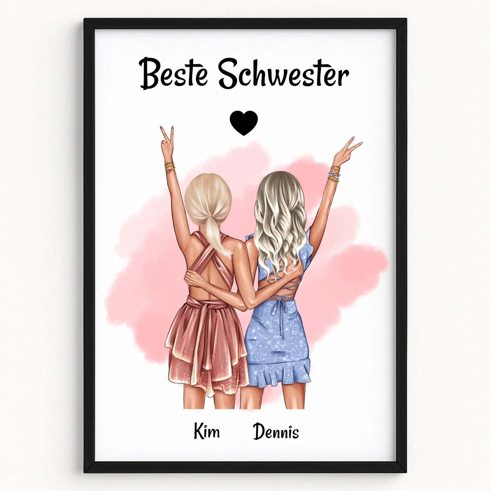 Beste Schwester Geschenk Bild Illustration gestalten - Prinolla