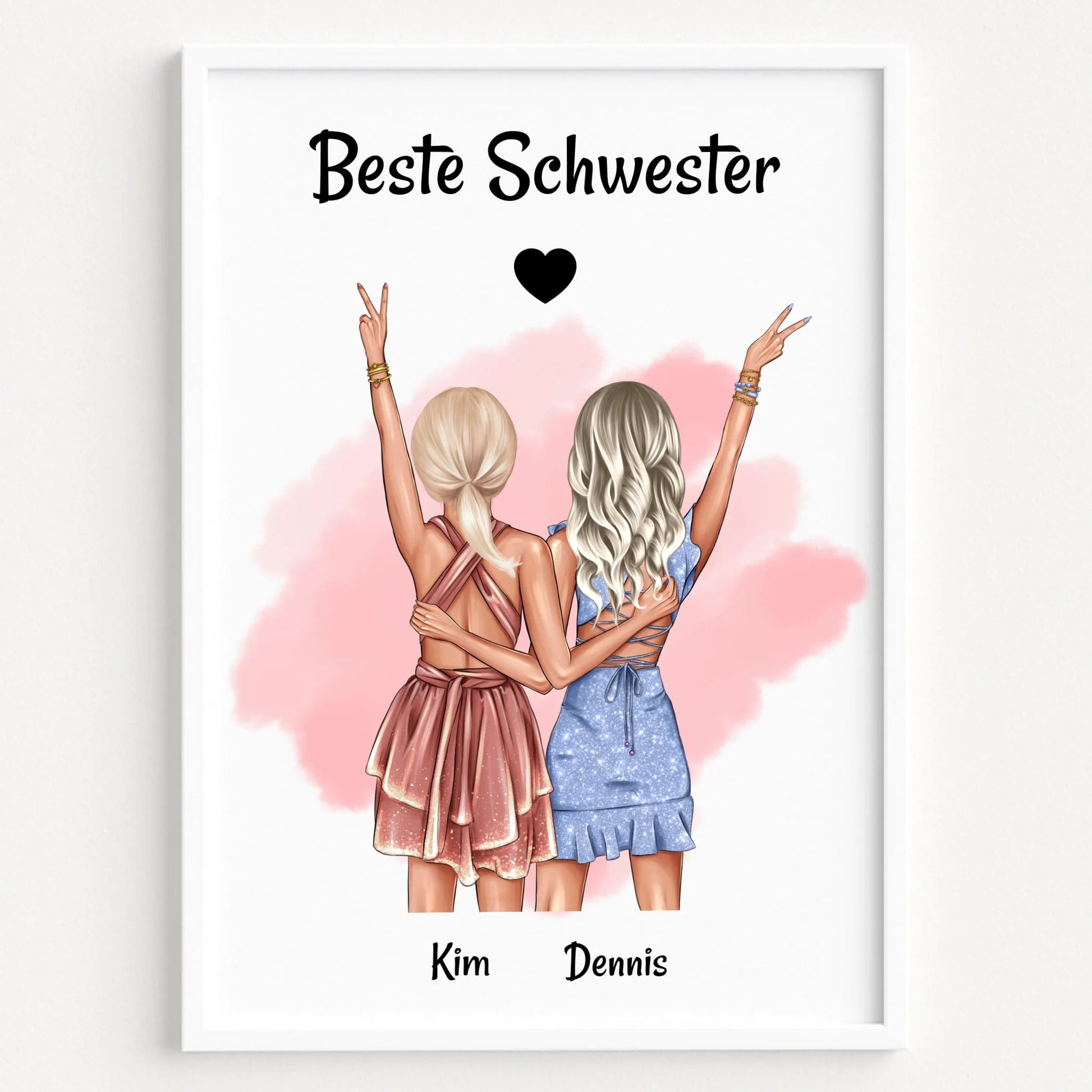 Beste Schwester Geschenk Bild Illustration gestalten - Prinolla