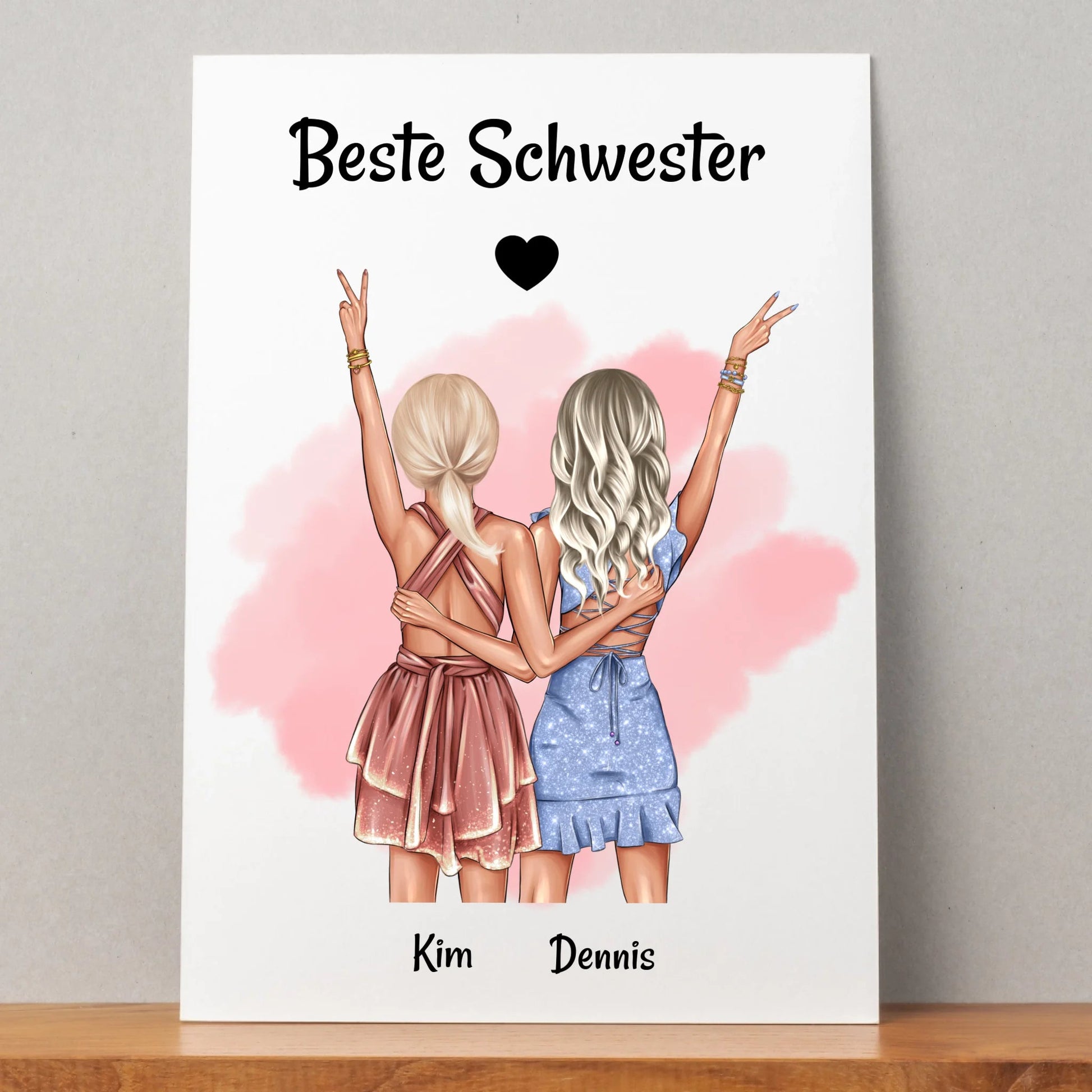 Beste Schwester Geschenk Bild Illustration gestalten - Prinolla