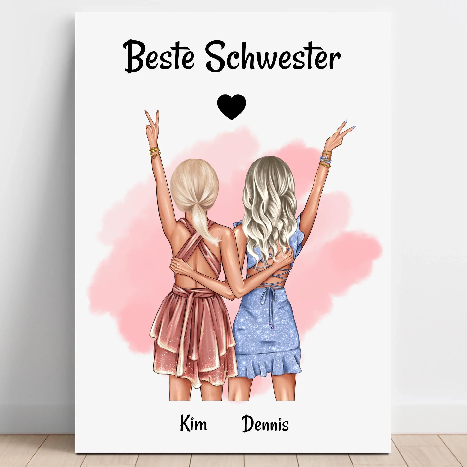 Beste Schwester Geschenk Bild Illustration gestalten - Prinolla