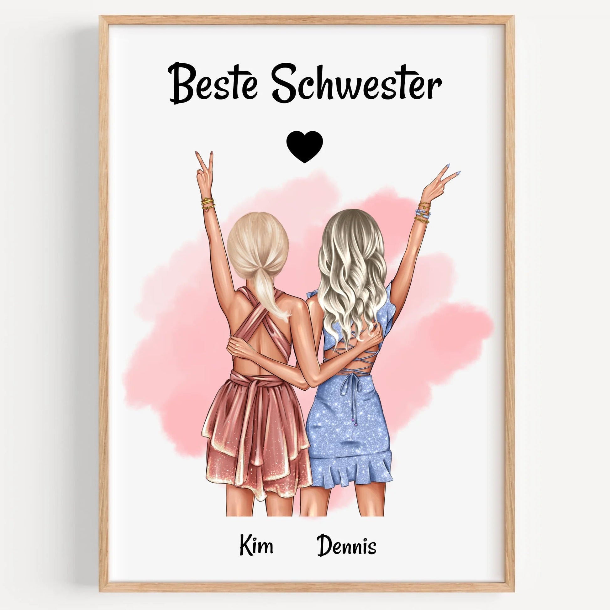 Beste Schwester Geschenk Bild Illustration gestalten - Prinolla