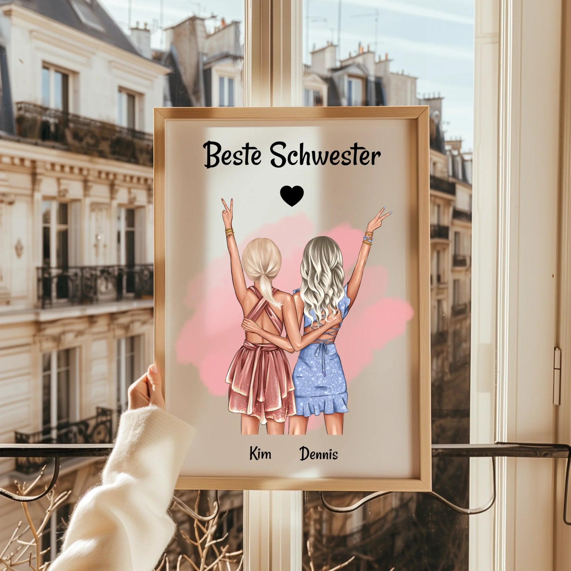 Beste Schwester Geschenk Bild Illustration gestalten - Prinolla