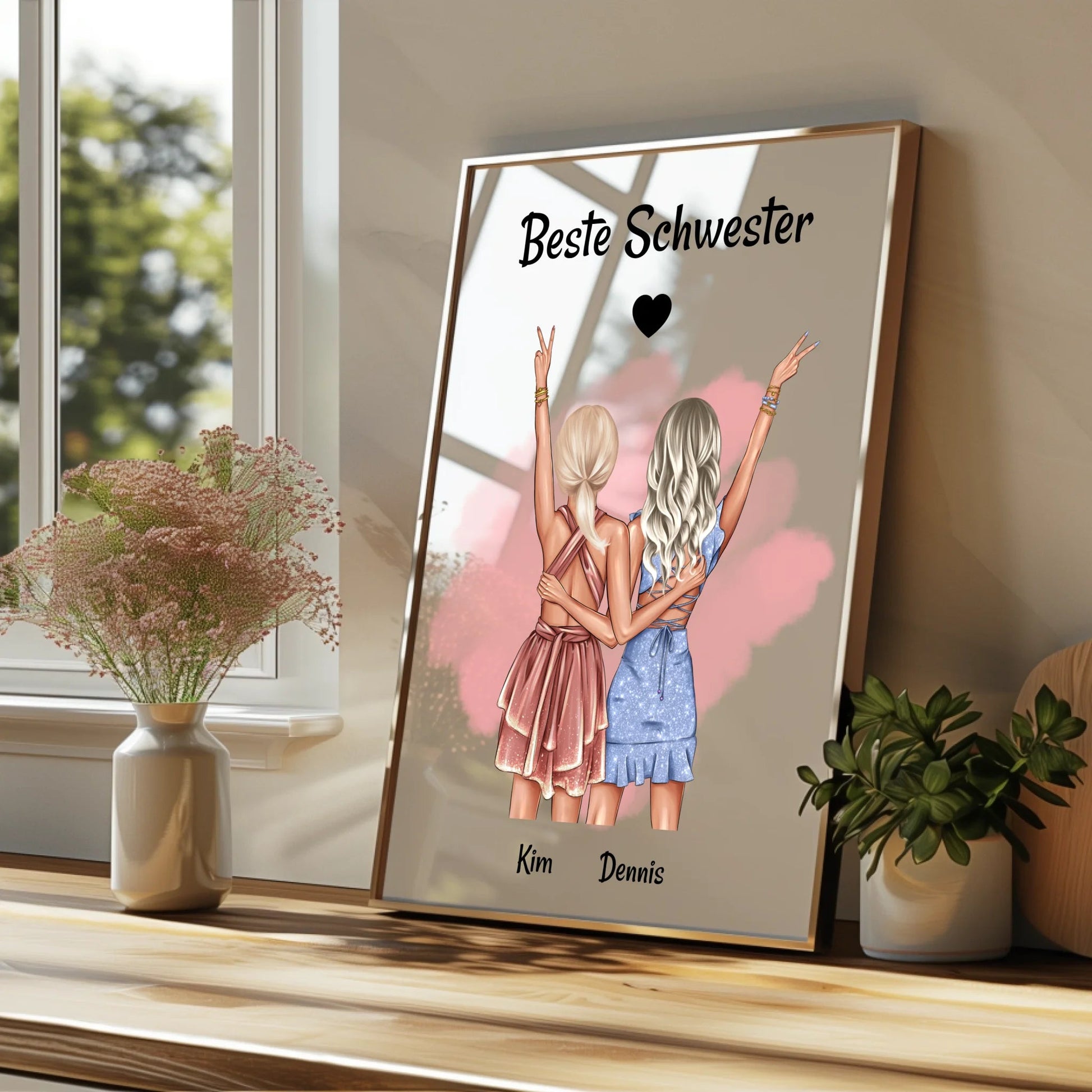 Beste Schwester Geschenk Bild Illustration gestalten - Prinolla