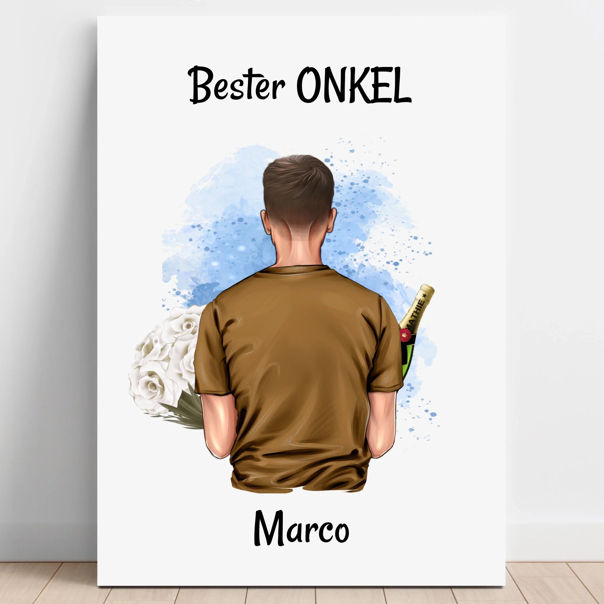 Bester Onkel Geschenk Bild Illustration mit Spruch - Prinolla