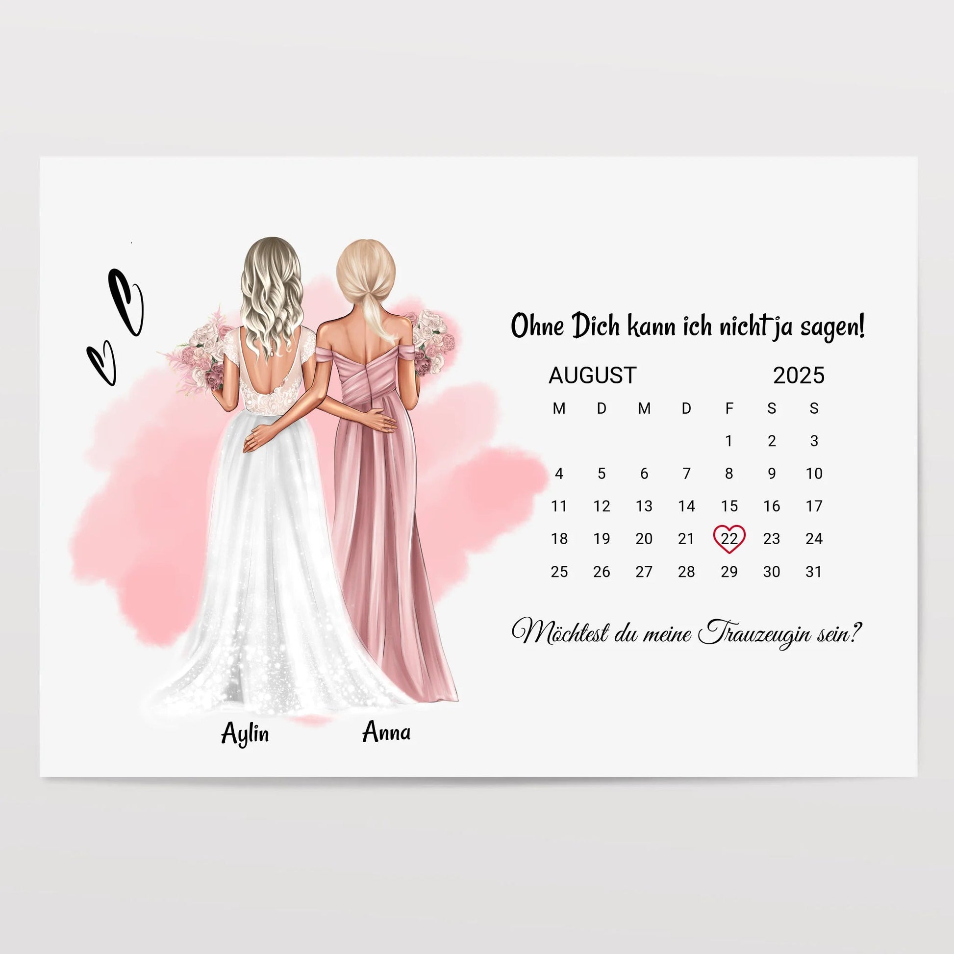Braut und Trauzeugin Geschenkidee Poster selber gestalten - Prinolla