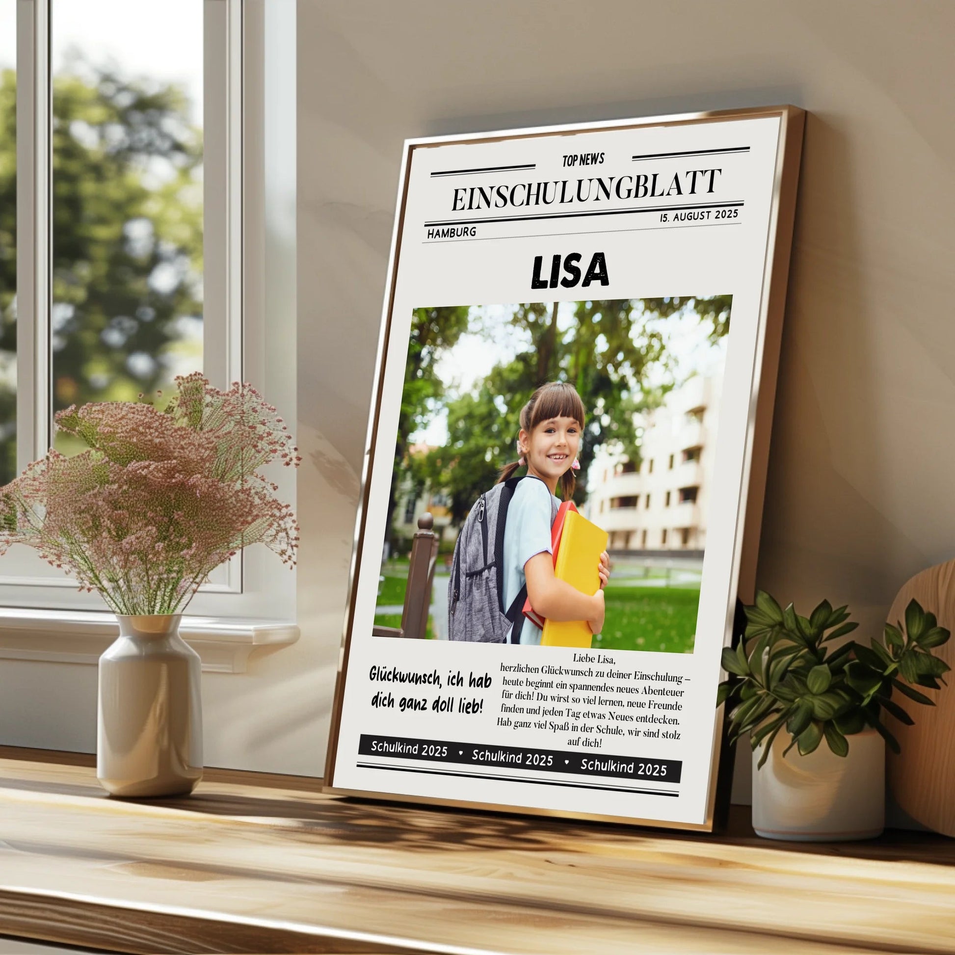 Einschulung Foto Geschenk Zeitungsposter personalisiert - Prinolla