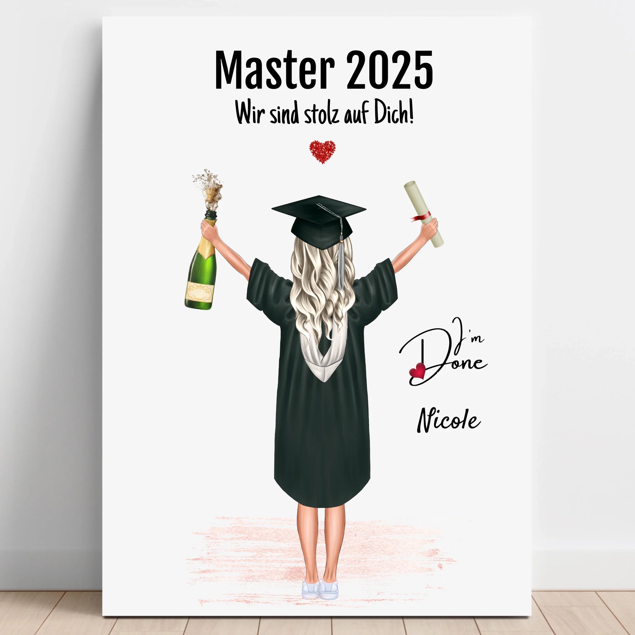 Frau Master Abschluss Geschenk Poster personalisiert - Prinolla