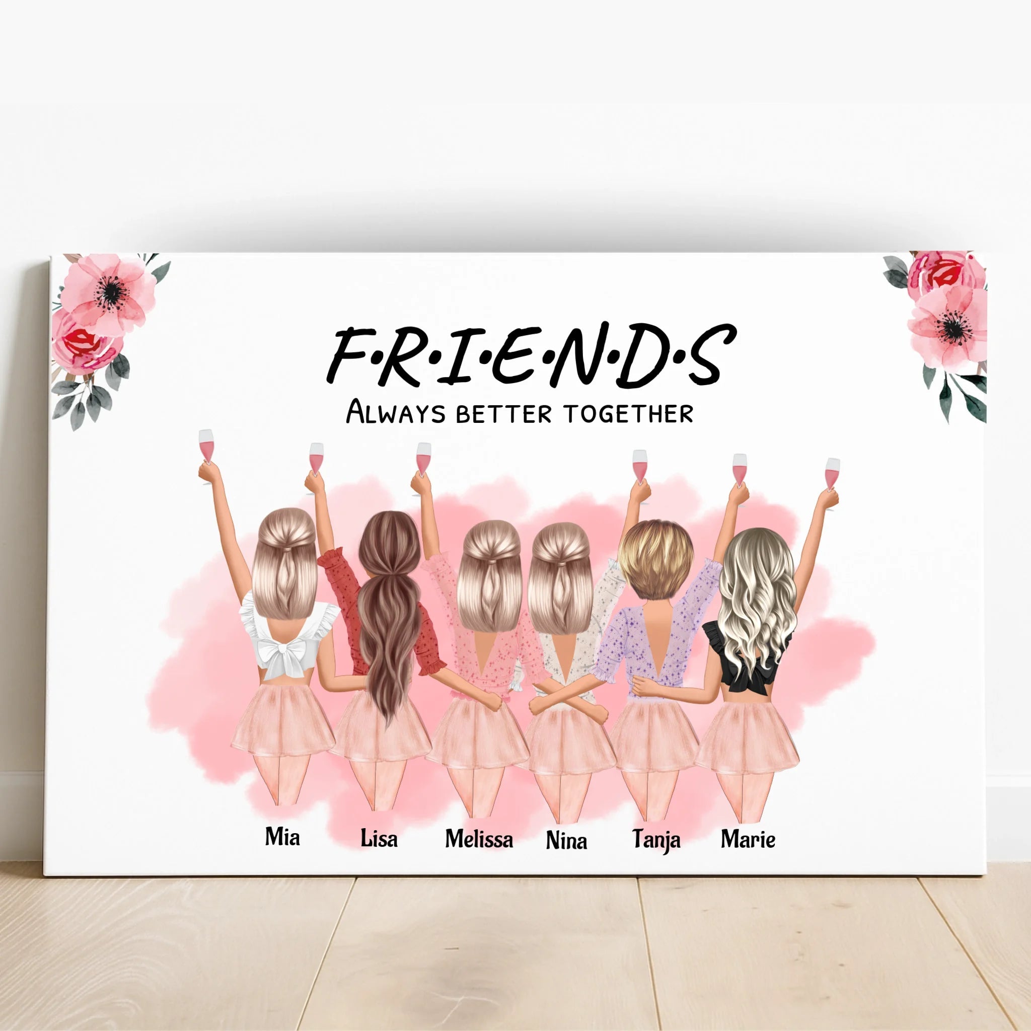 Freundinnen 6 Personen Bild Geschenk personalisiert - Prinolla