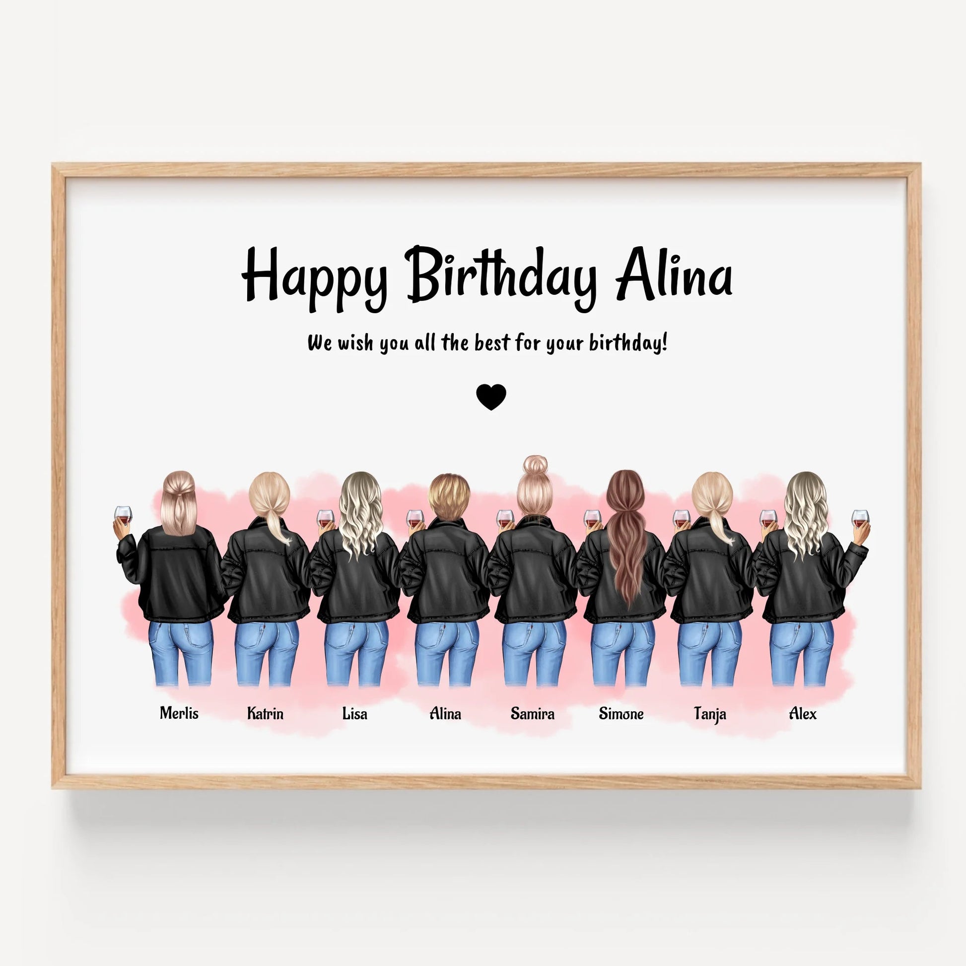 Freundinnen 8 Personen Geschenk Bild gestalten - Prinolla
