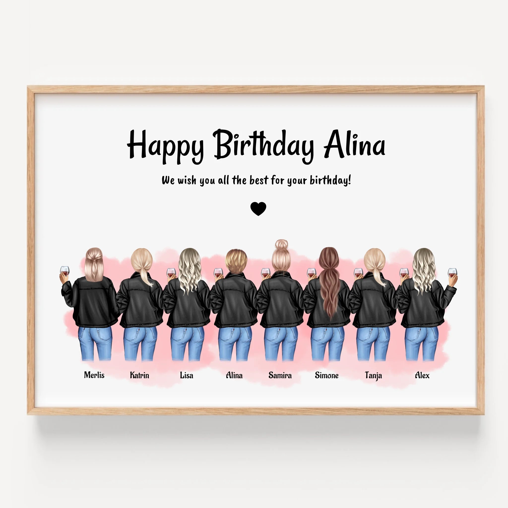 Freundinnen 8 Personen Geschenk Bild gestalten - Prinolla