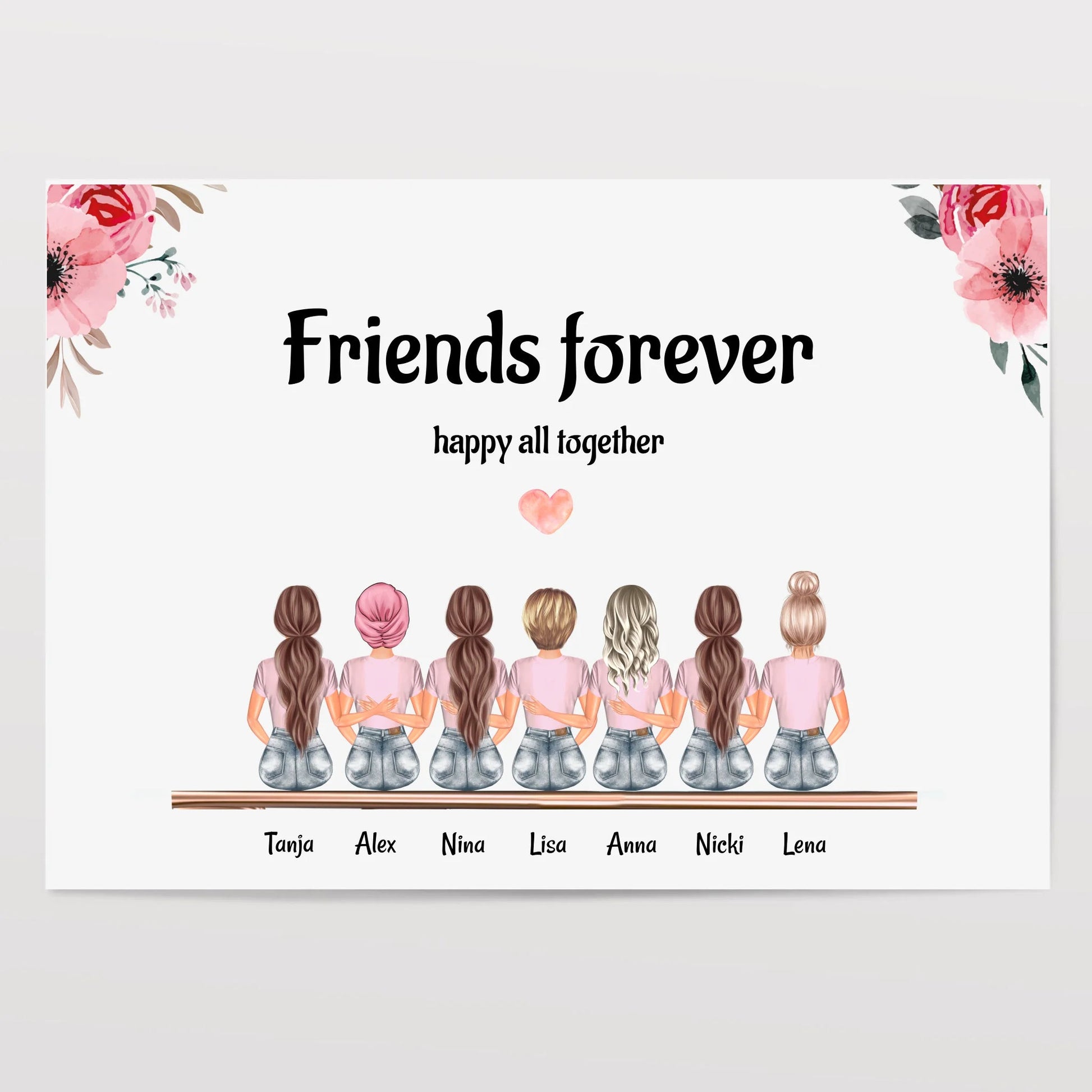 Freundinnen Geschenk Bild mit 7 Personen gestalten - Prinolla