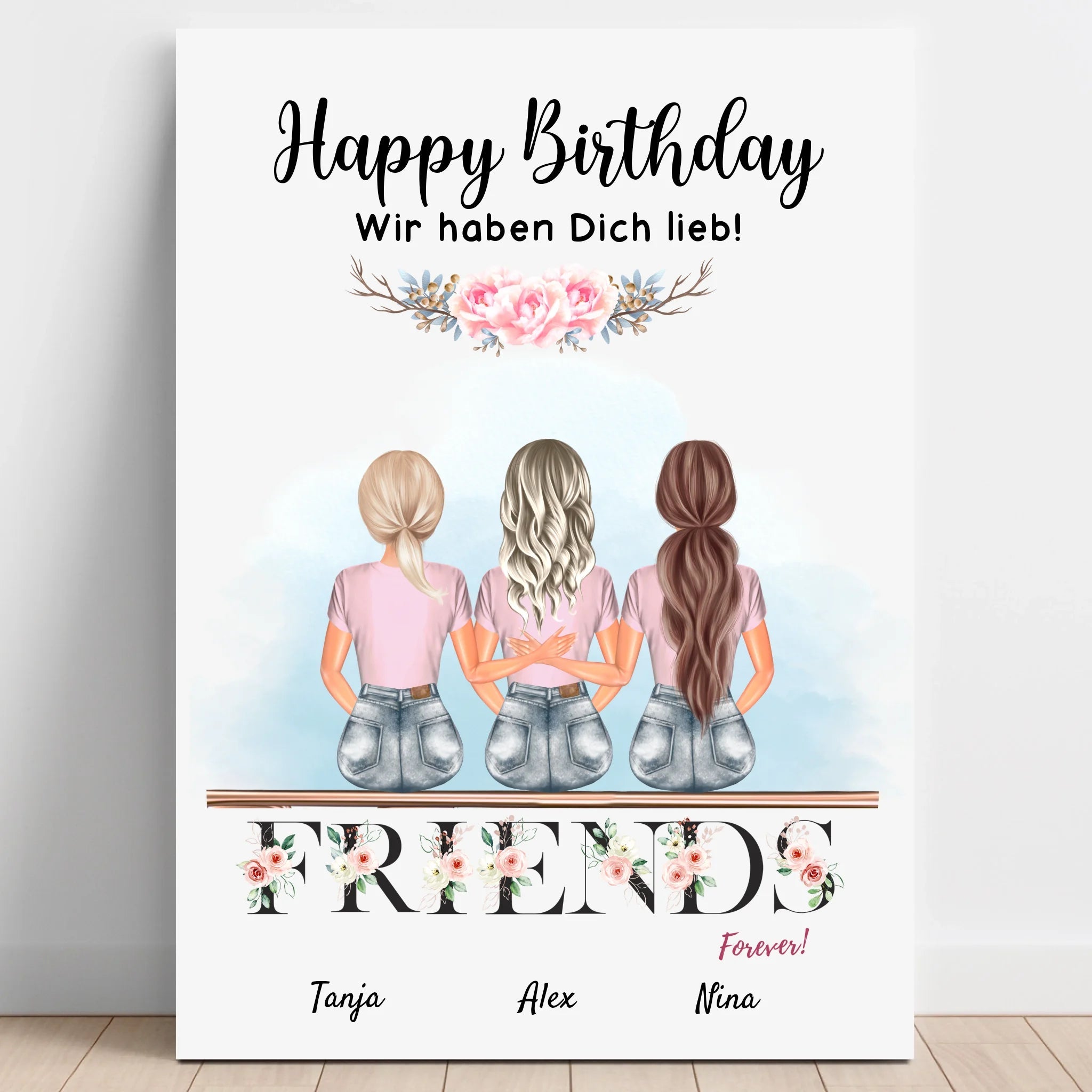 Freundinnen Geschenk Poster 3 Personen gestalten - Prinolla