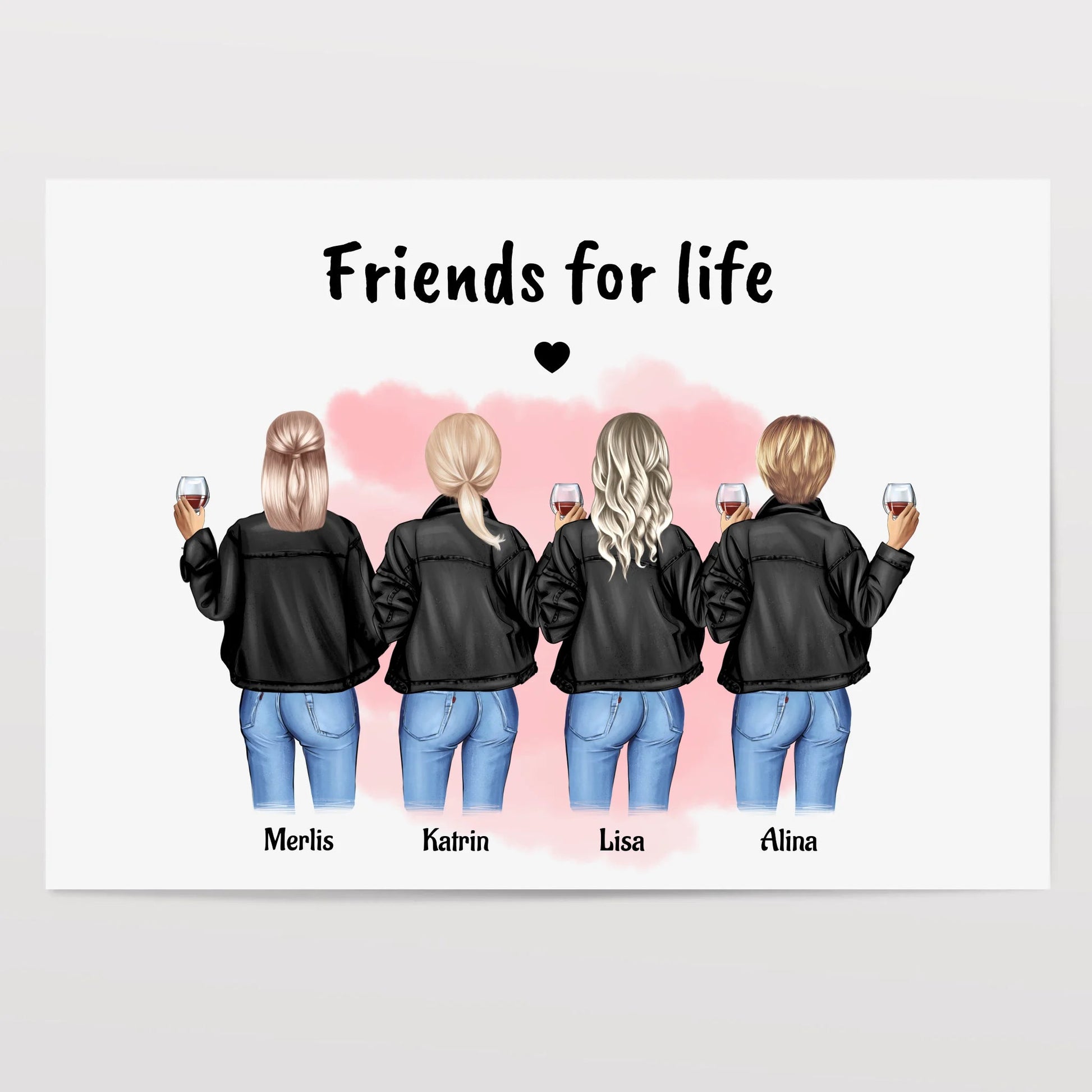 Freundinnen Geschenk Poster 4 Personen personalisieren - Prinolla