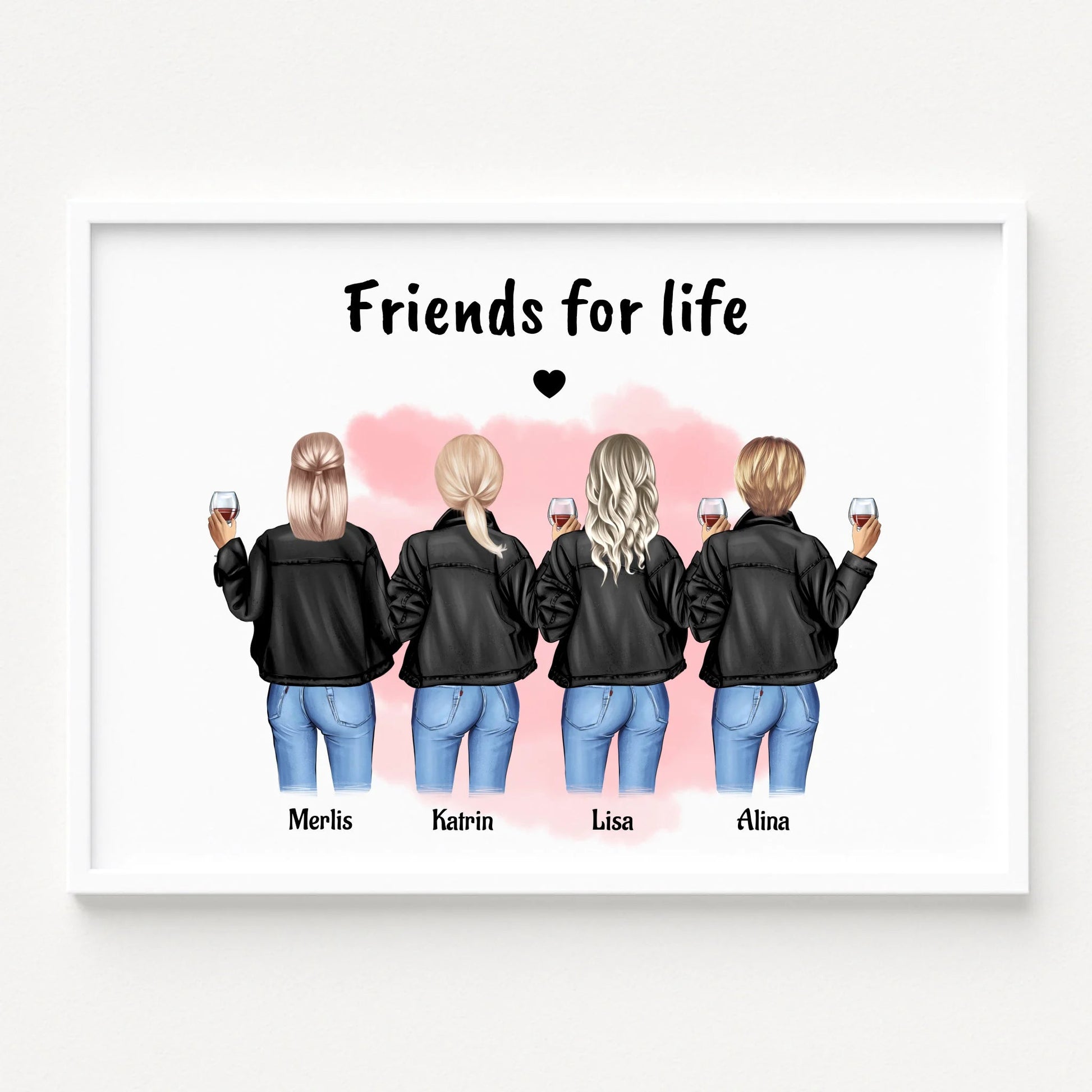 Freundinnen Geschenk Poster 4 Personen personalisieren - Prinolla