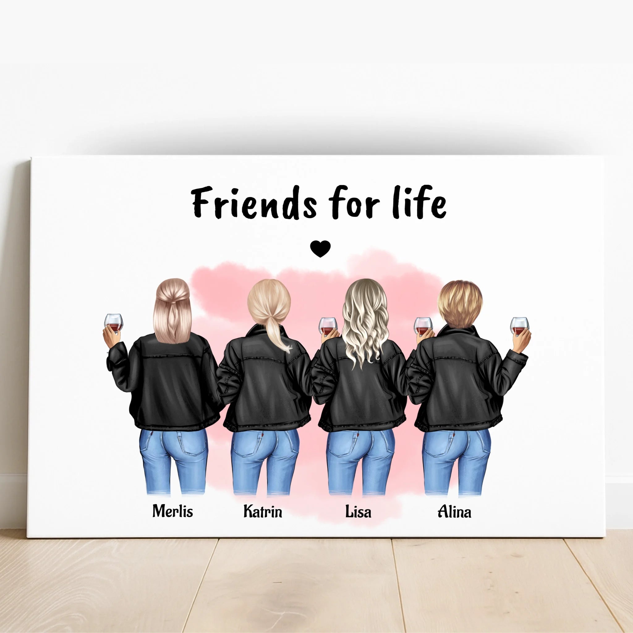 Freundinnen Geschenk Poster 4 Personen personalisieren - Prinolla