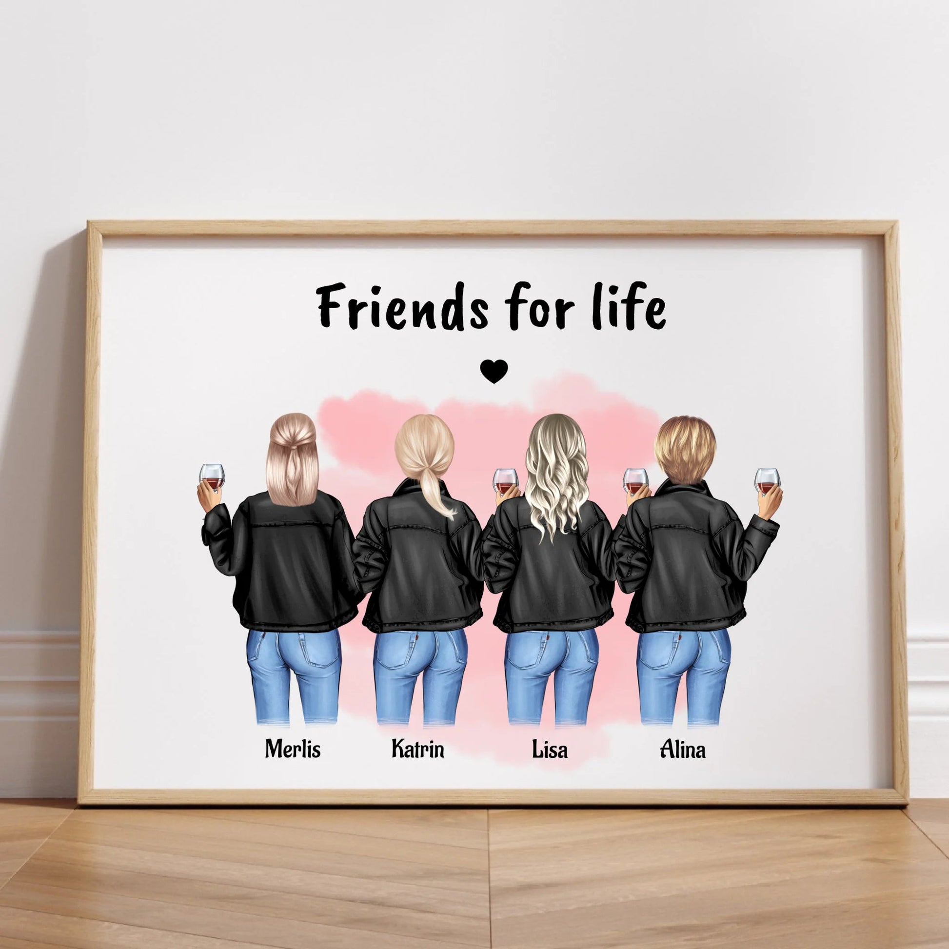 Freundinnen Geschenk Poster 4 Personen personalisieren - Prinolla