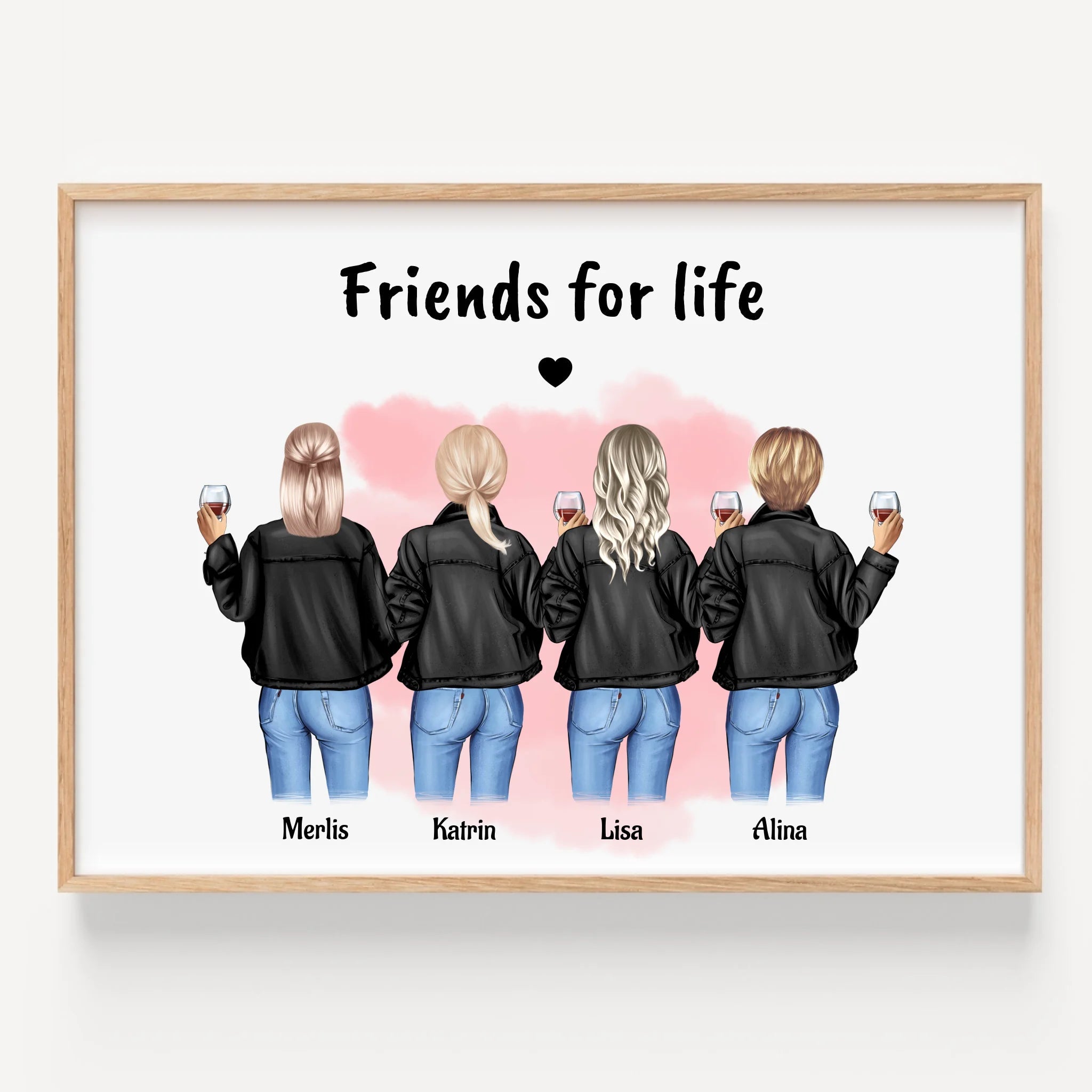 Freundinnen Geschenk Poster 4 Personen personalisieren - Prinolla