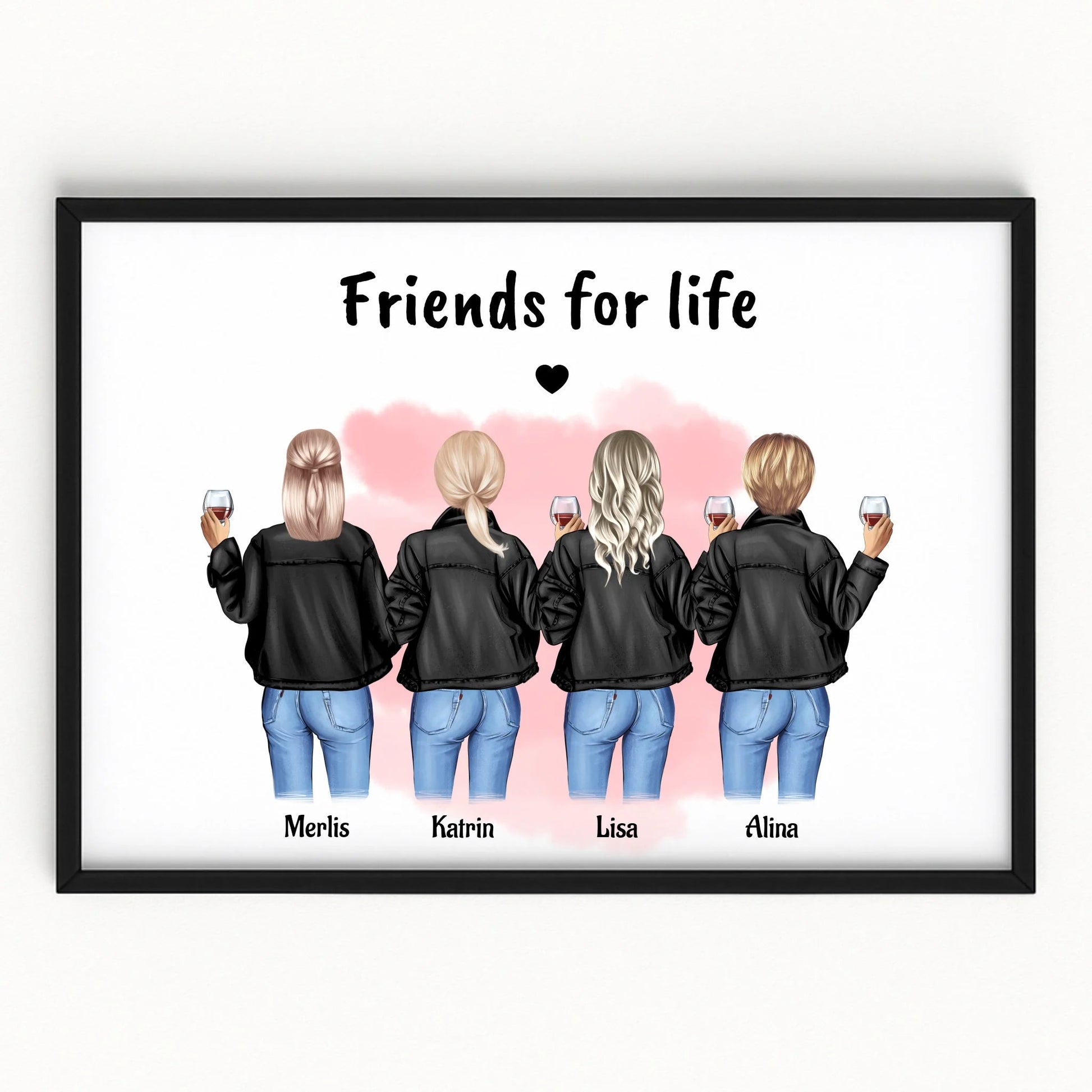 Freundinnen Geschenk Poster 4 Personen personalisieren - Prinolla