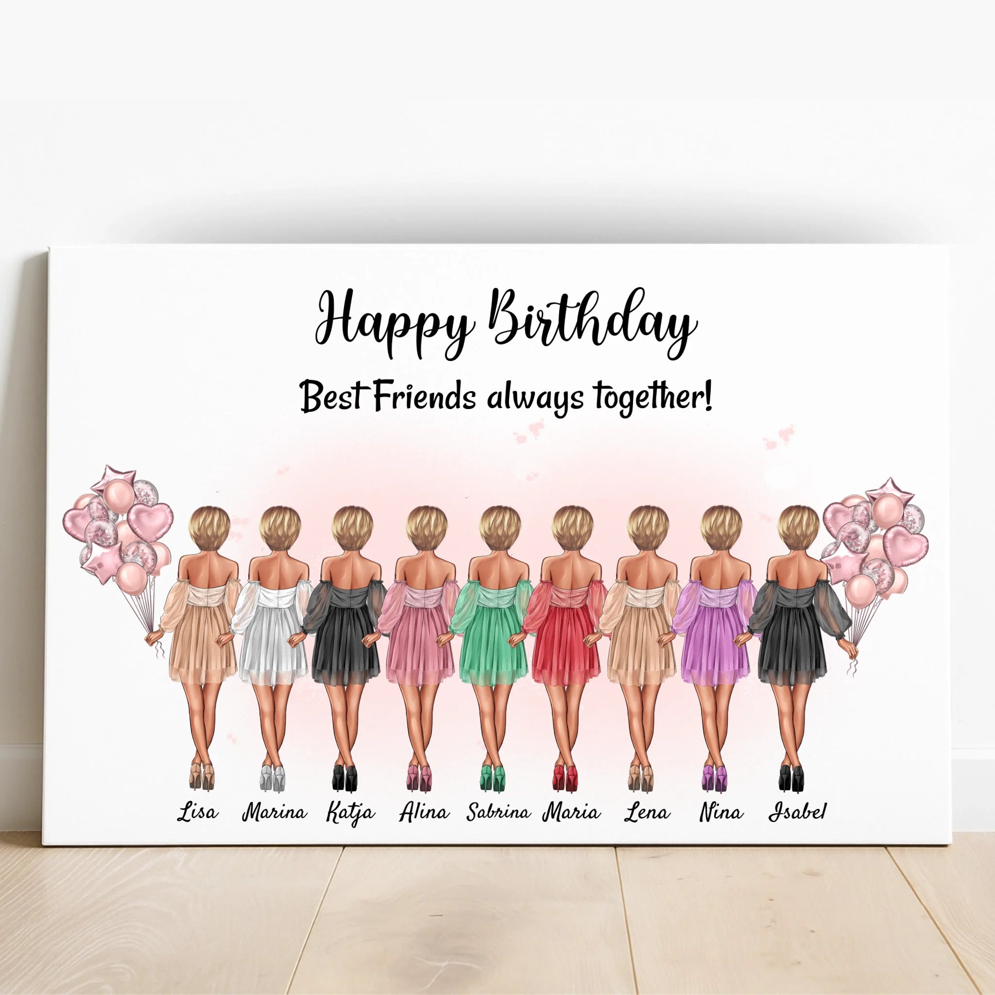 Freundinnen Poster Geschenk für 9 Personen gestalten - Prinolla