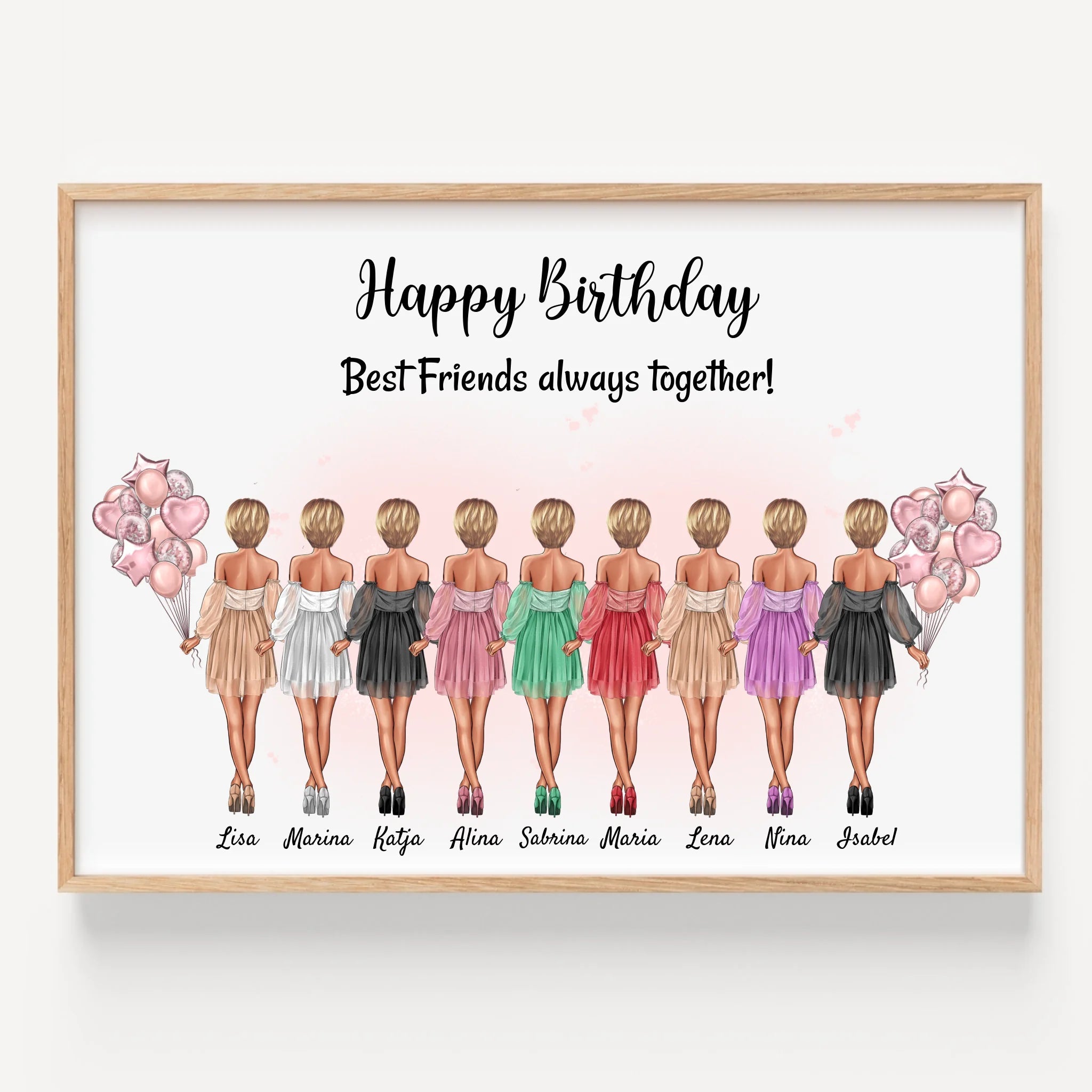 Freundinnen Poster Geschenk für 9 Personen gestalten - Prinolla