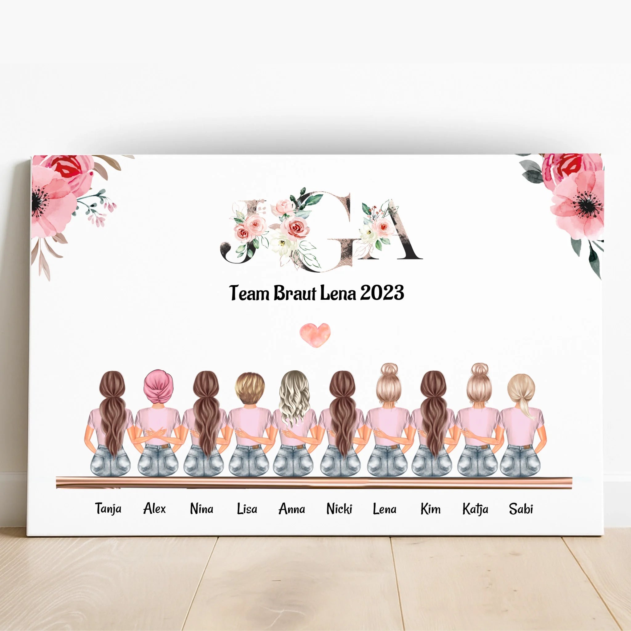 Geschenk Poster 10 Freundinnen Gruppe Illustration - Prinolla