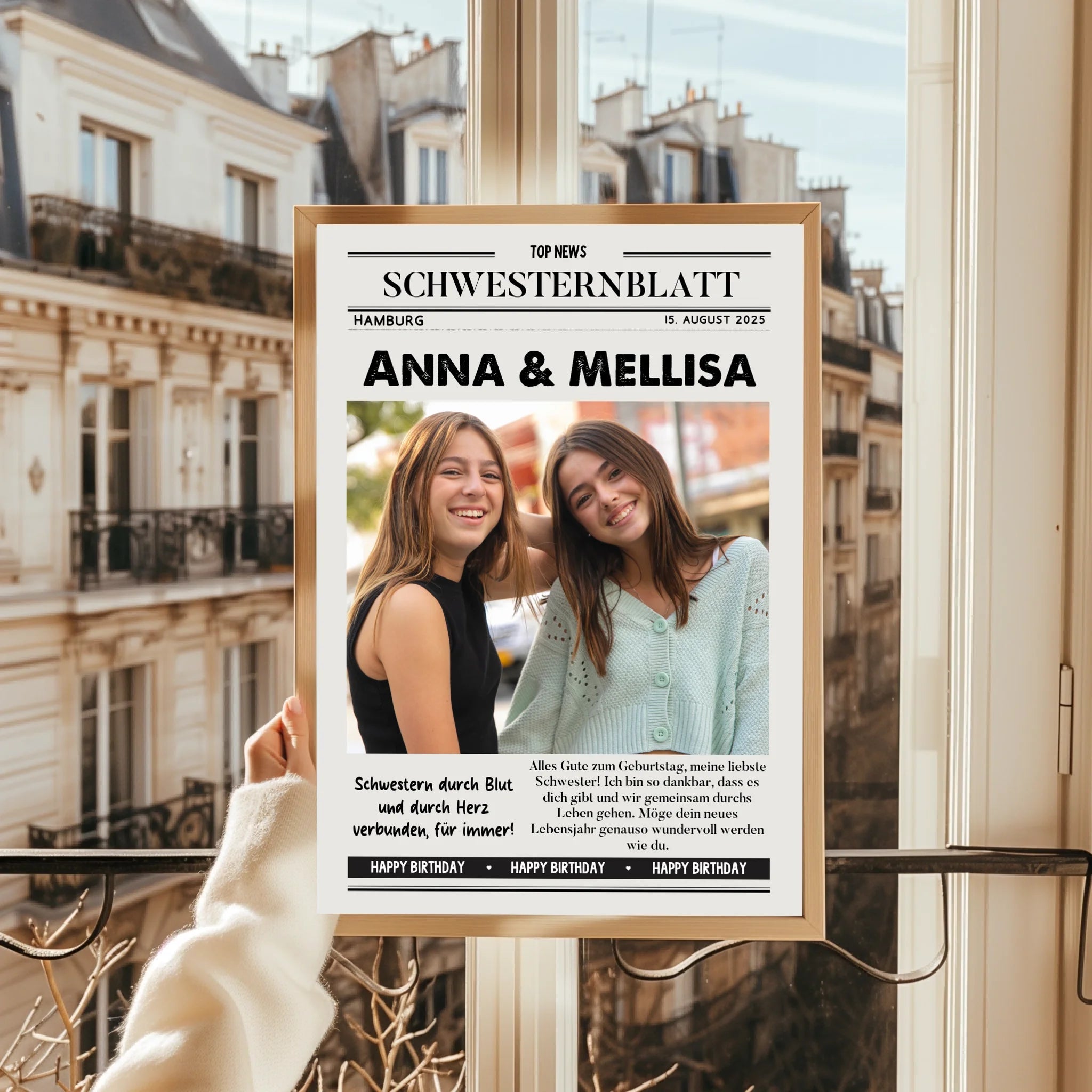 Geschwister Geschenk Zeitungposter mit Foto - Prinolla