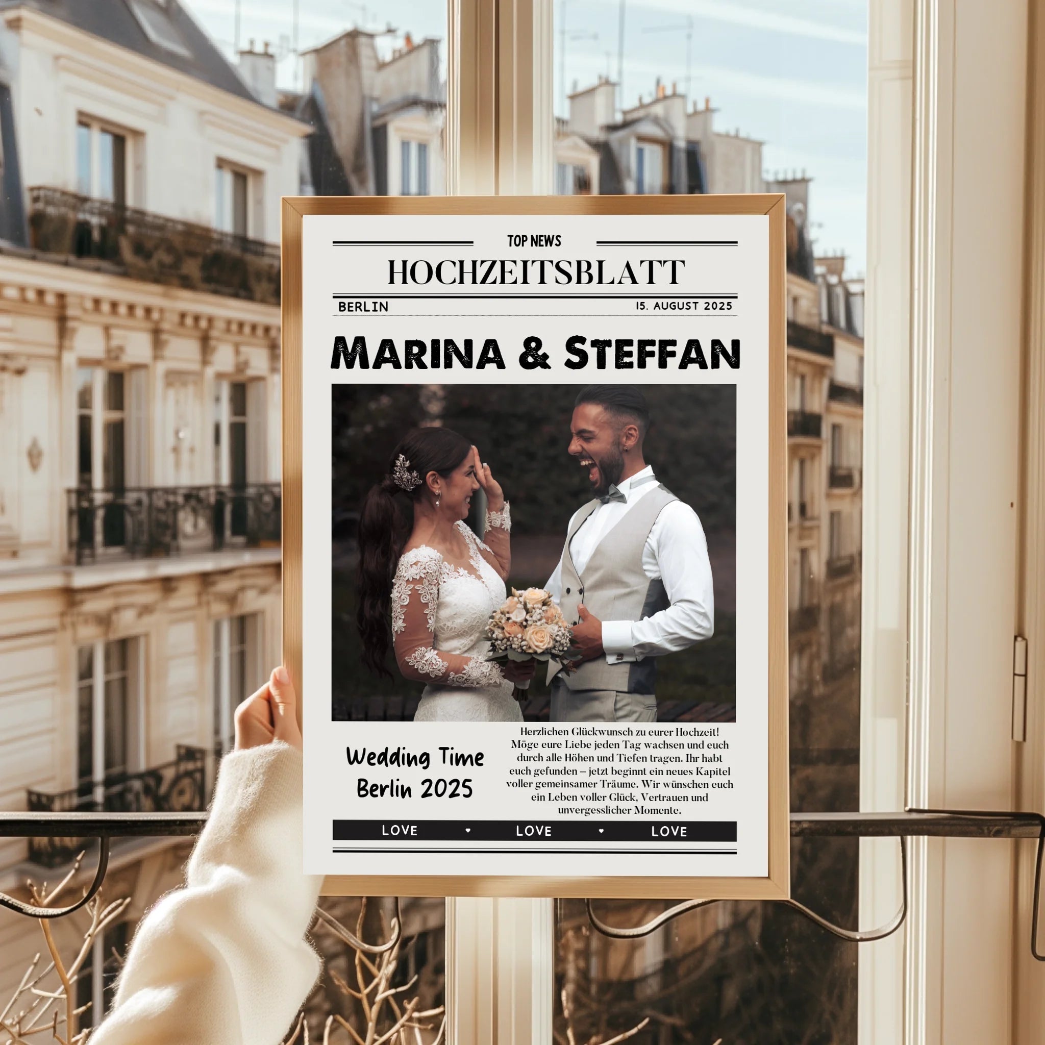 Hochzeit Geschenk Zeitungsposter personalisiert - Prinolla