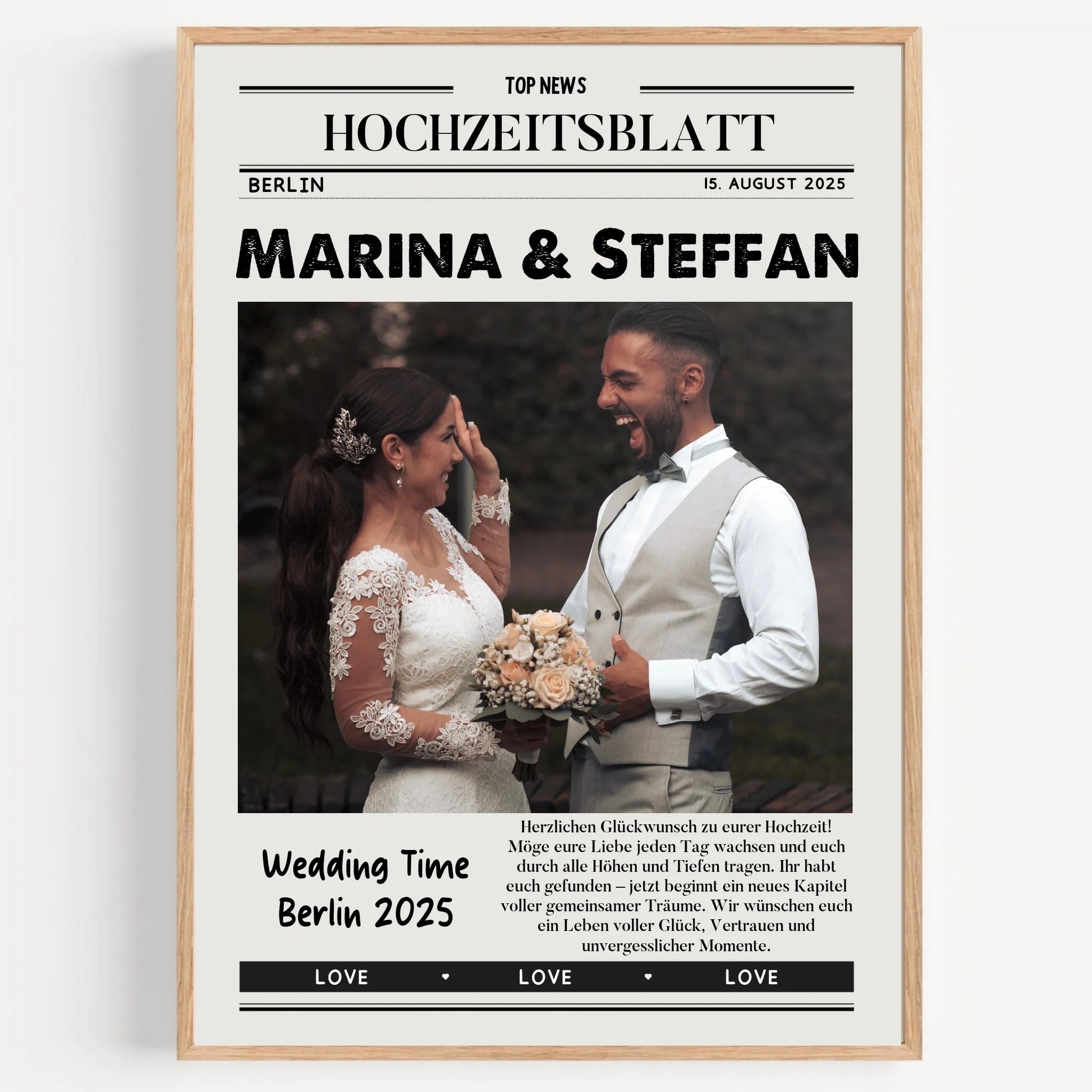 Hochzeit Geschenk Zeitungsposter personalisiert - Prinolla